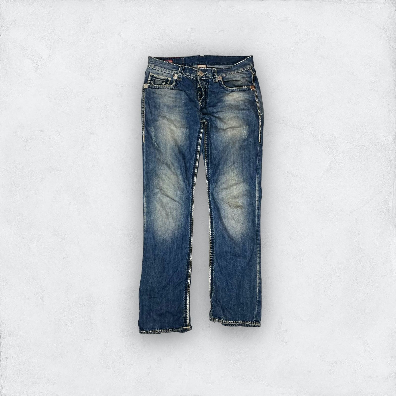 True Religion True Religion Bobby Big QT Men Blue Cotton Straight Jeans 33 Size US 33 - 5 Thumbnail