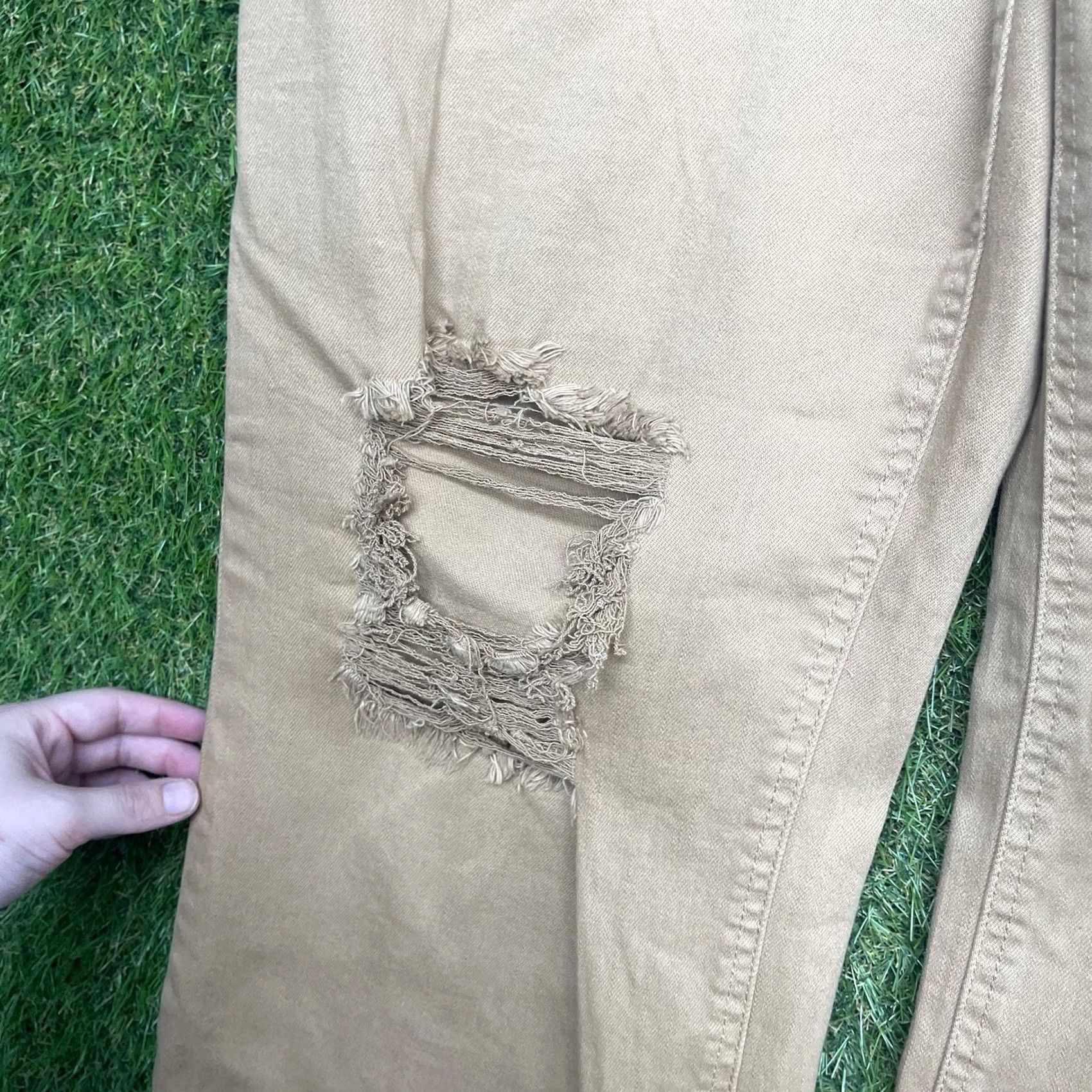 Vintage Risen Jeans Womens 15/32 High Rise Stretch Baggy Wide Leg Brown Distressed y2k Jeans Size 36" / US 14 / IT 50 - 6 Thumbnail