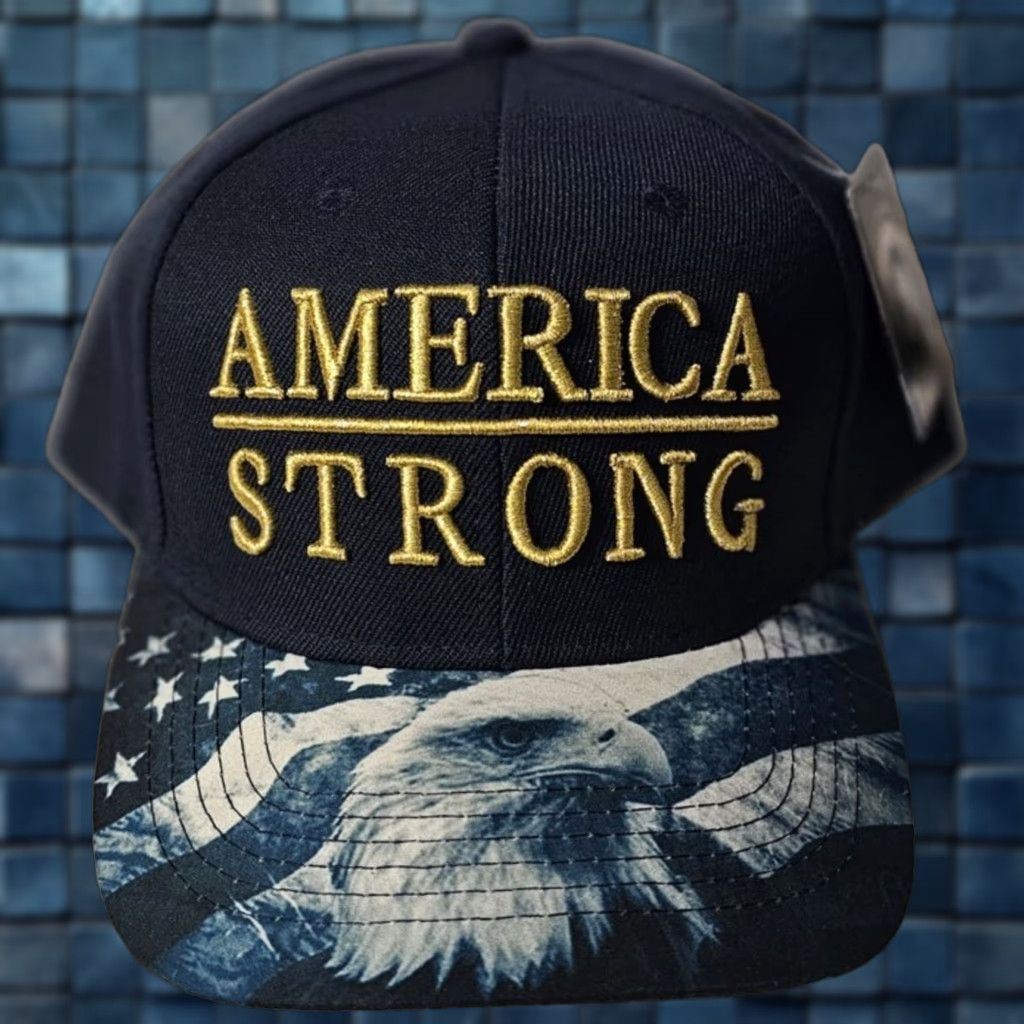 Vintage EAGLE AMERICA STRONG FLAG USA PATRIOTIC BIRD SNAPBACK BASEBALL CAP DARK BLUE Size ONE SIZE - 1 Thumbnail