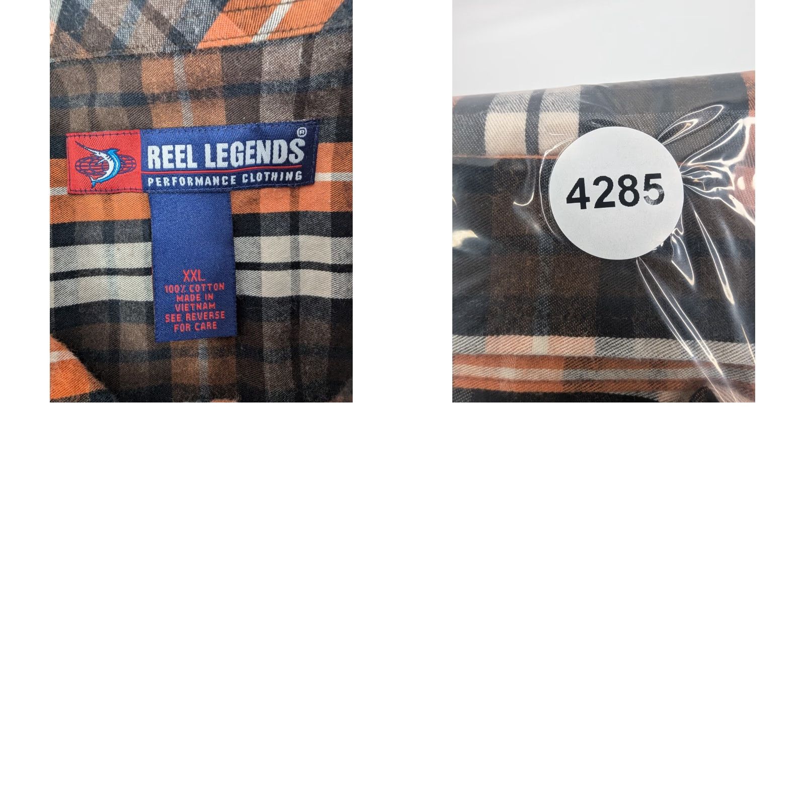 Vintage Reel Legends Button-Up Shirt Men 2XL Flannel Orange Plaid Long Sleeve Button-Down Casual Workwear Size US XXL / EU 58 / 5 - 8 Thumbnail