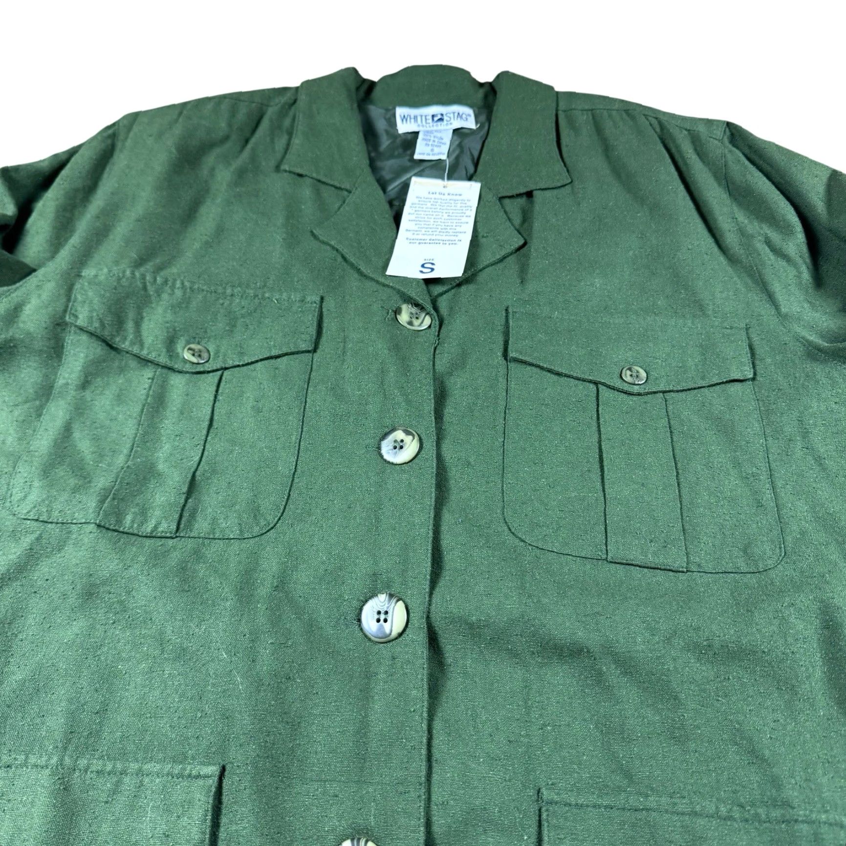 Vintage VINTAGE Silk Shirt White Stag Button-Up Long Sleeve Blouse Women’s Small Green Flutter Sleeve Size S / US 4 / IT 40 - 7 Thumbnail
