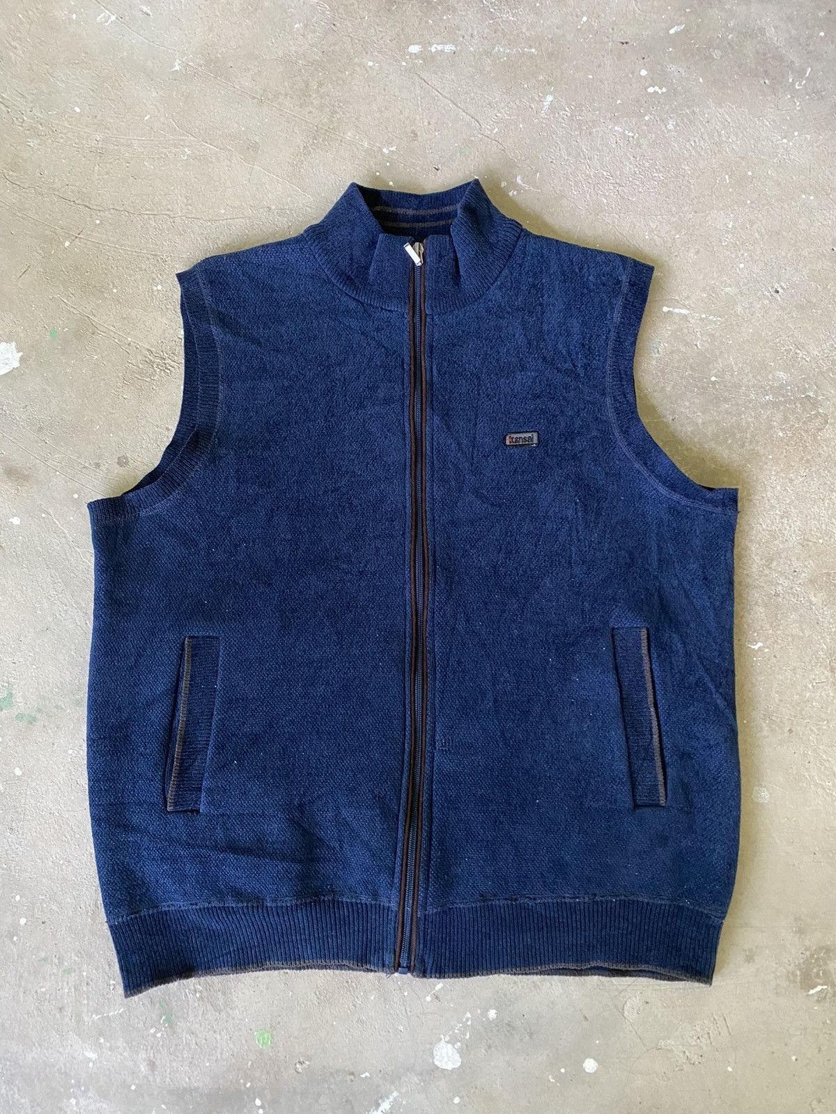 Kansai Yamamoto Kansai Fleece Lined Zip Vest Navy Minimal Y2K Japan Size US M / EU 48-50 / 2 - 1 Thumbnail