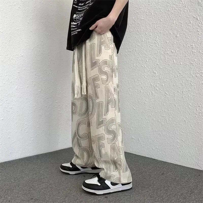 Designer × Japanese Brand × Vintage Punk rock Abstract Alphabet Print Drawstring Wide Leg Pants Size US 31 - 1 Thumbnail