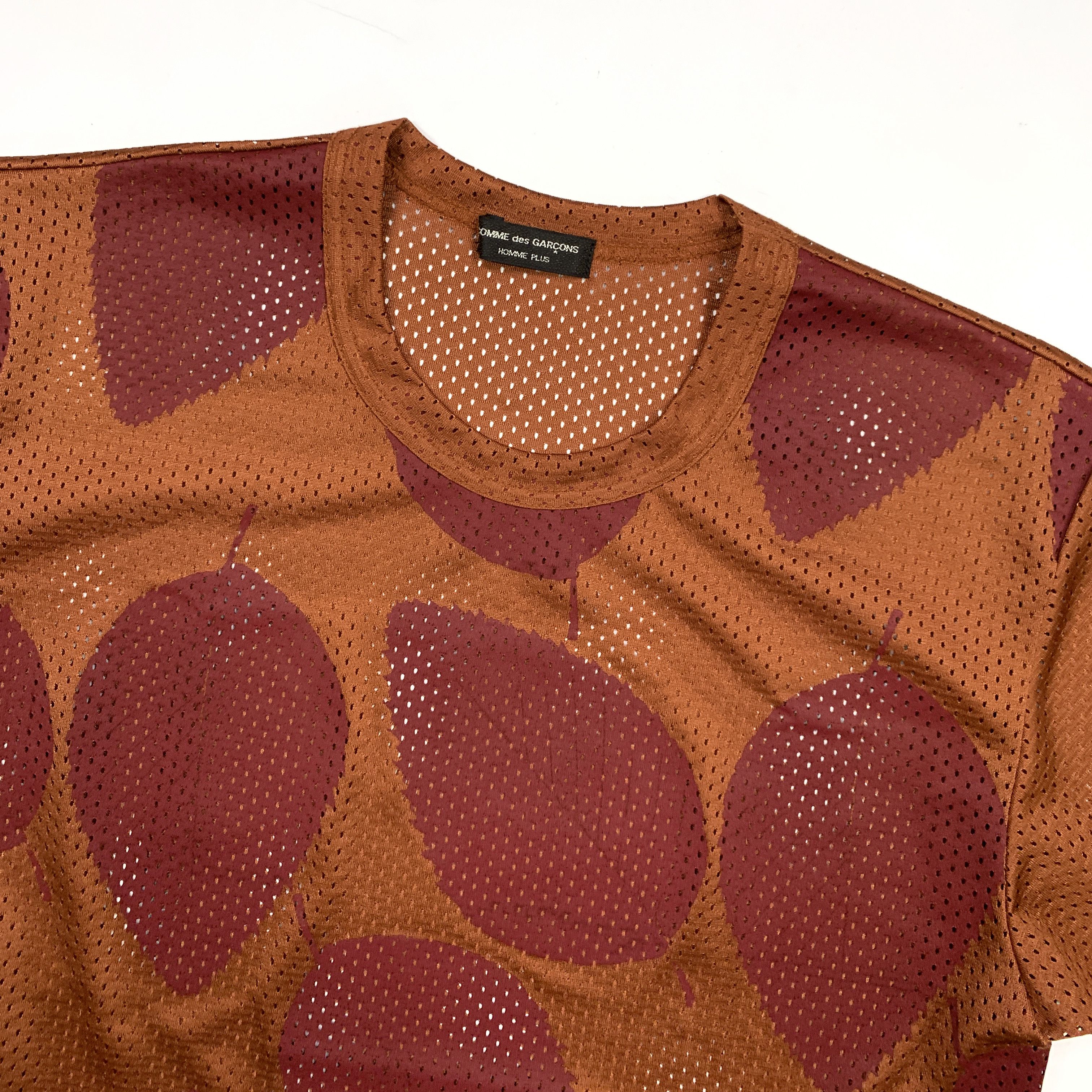 Comme des Garcons Homme Plus 2001 Leaf Print Mesh Jersey Size US S / EU 44-46 / 1 - 3 Thumbnail