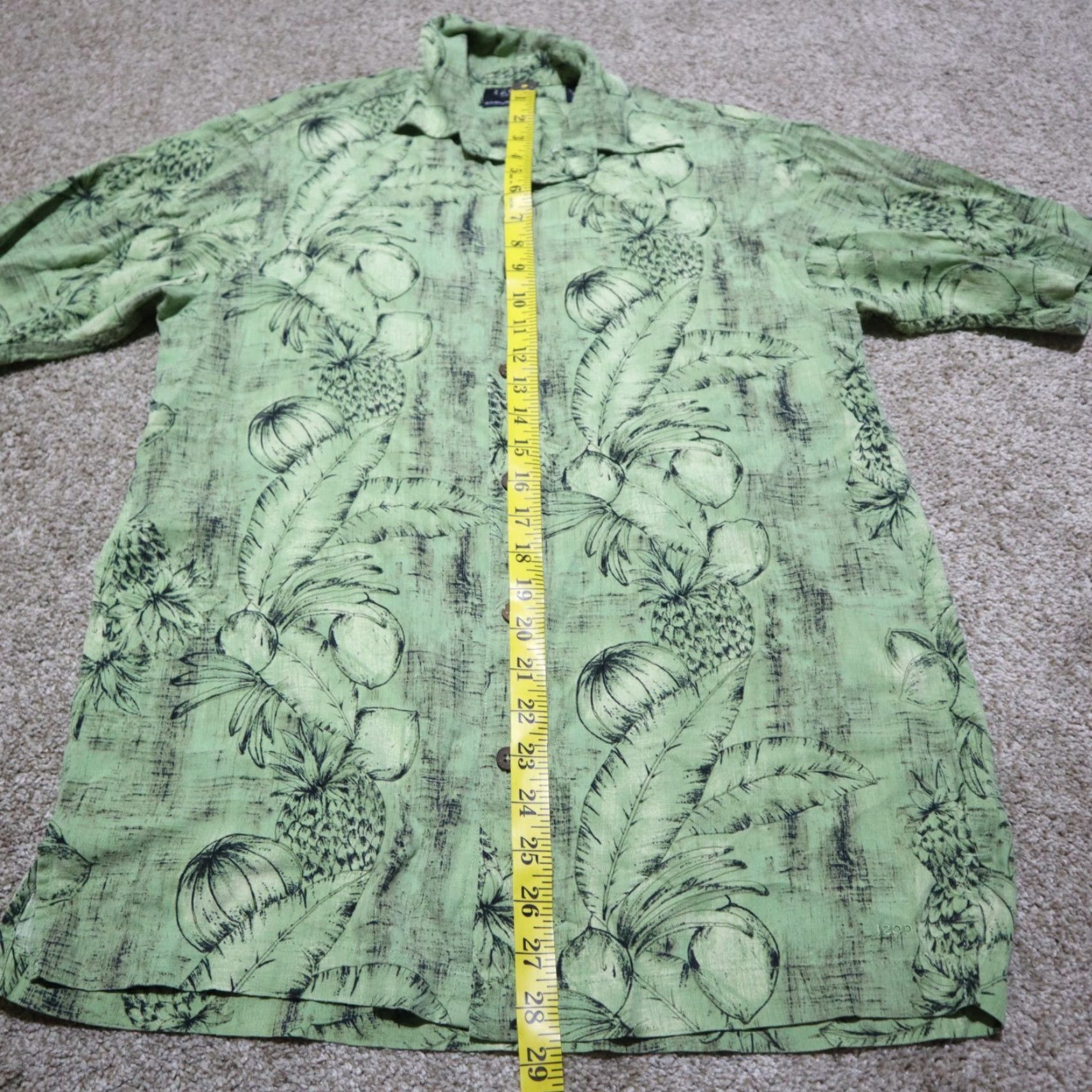 Izod IZOD Shirt Button-Up Short Sleeve Green Silk Rayon Men S, 90s Beach Outdoor Casual, Travel, Pocket, Button-Front, Collared Size US S / EU 44-46 / 1 - 7 Thumbnail