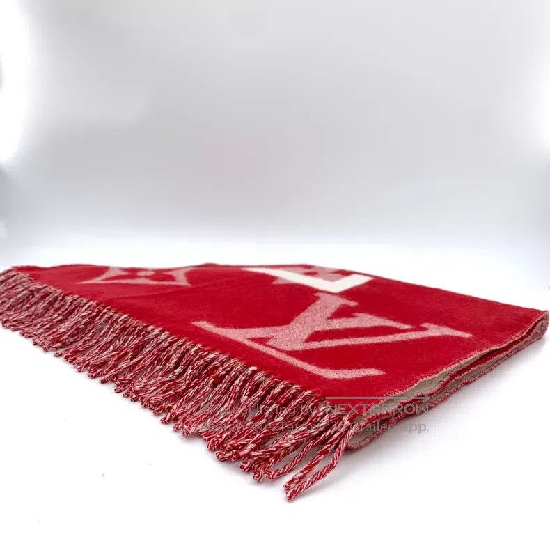 Louis Vuitton Louis Vuitton Red logo presbyopic printed cashmere fringe Size ONE SIZE - 2 Thumbnail