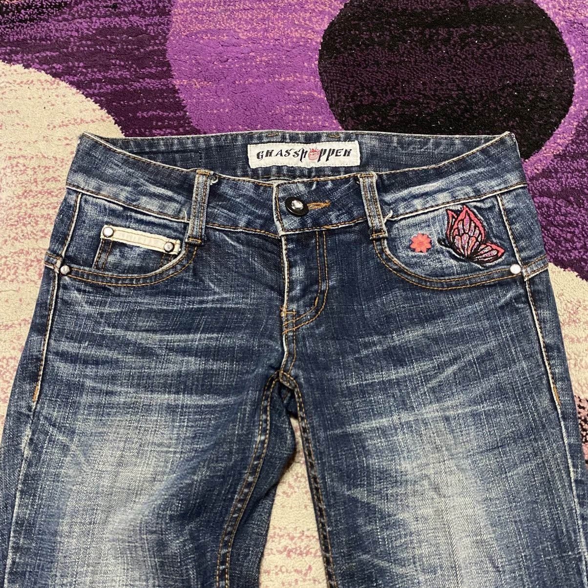 Japanese Brand Flare Jeans Grasshoppers Denim Embroidered Bootcut Jeans Size 26" / US 2 / IT 38 - 2 Thumbnail