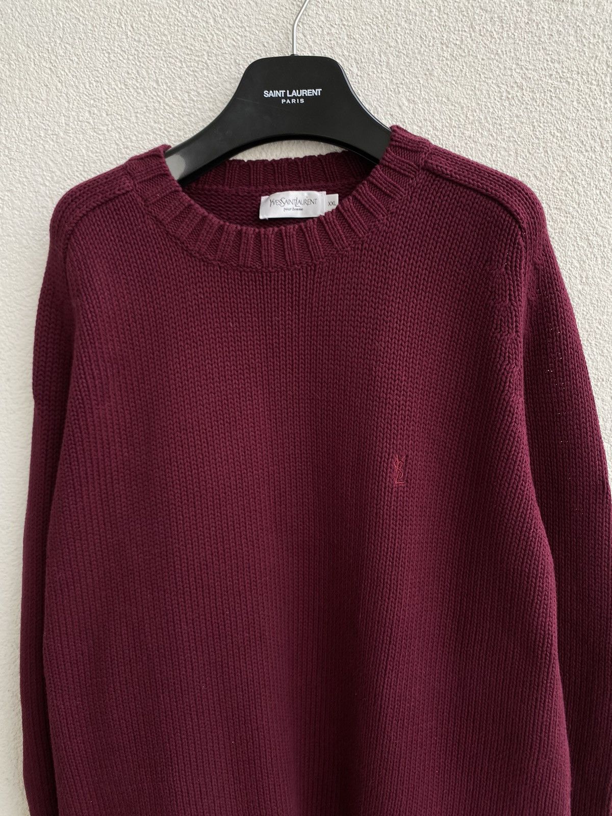 Yves Saint Laurent Burgundy YSL Sweater Knit Heavy Thick YSL Sweatshirt Size US XXL / EU 58 / 5 - 14 Thumbnail