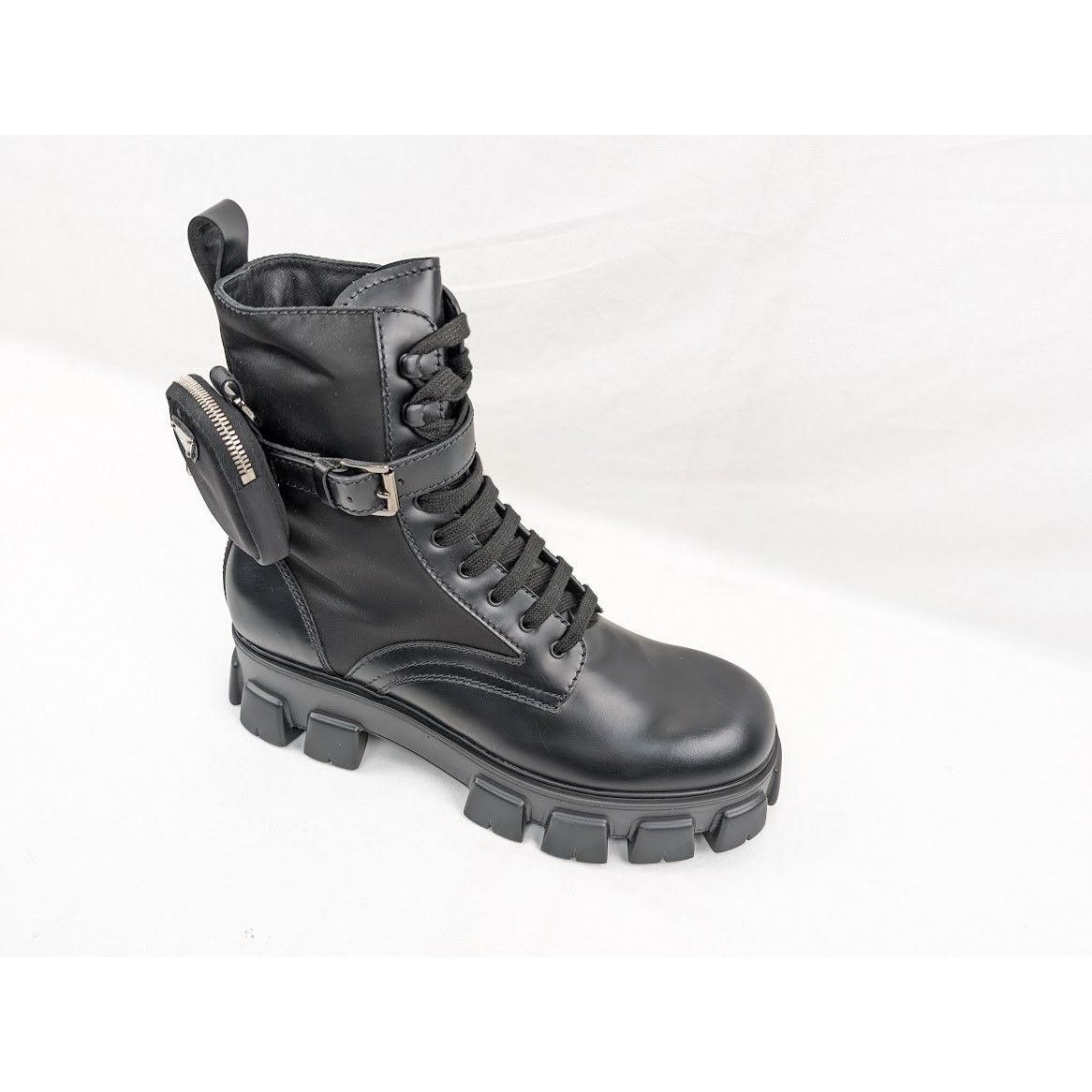 o1rshd1 Strapped Pouch Combat Boots 13 Prada - 13.5 US