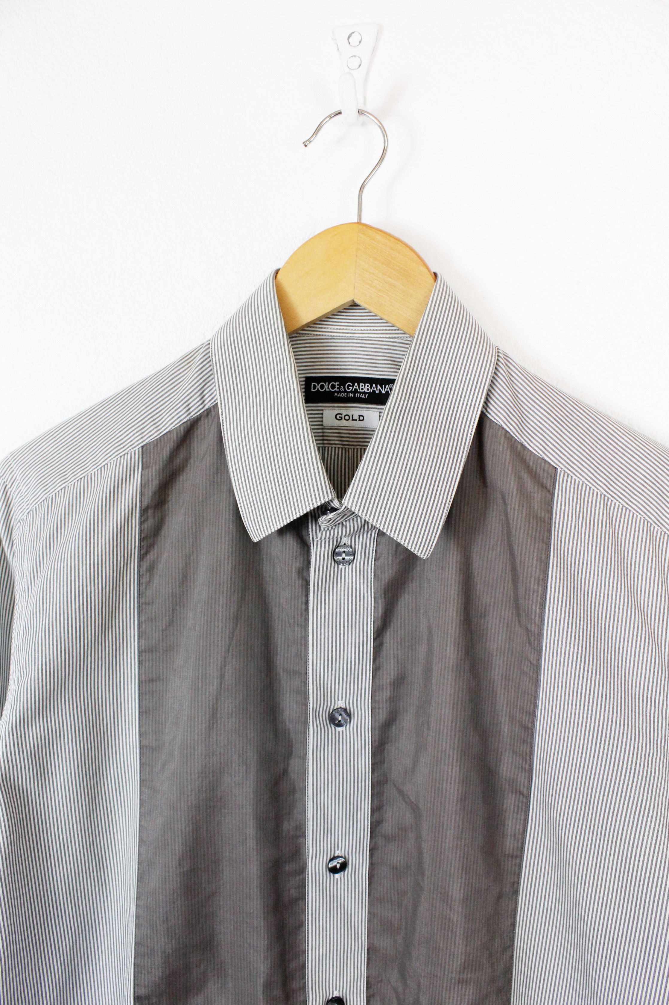 Dolce & Gabbana GOLD Cotton Silk Striped Formal Dress Shirt