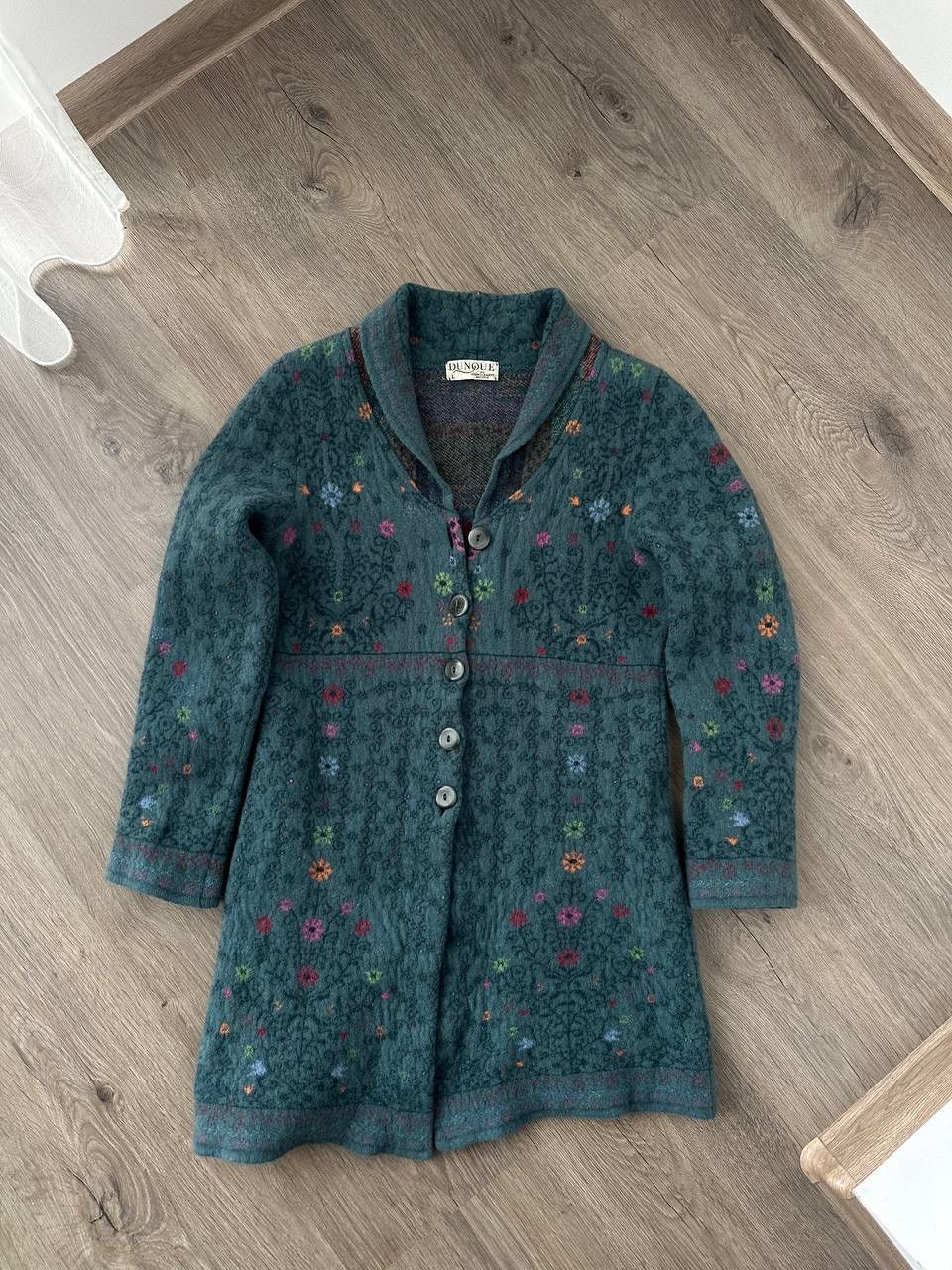 Japanese Brand × Vintage Vintage DUNQUE Wool Cardigan Floral Sweater Size US M / EU 48-50 / 2 - 4 Thumbnail