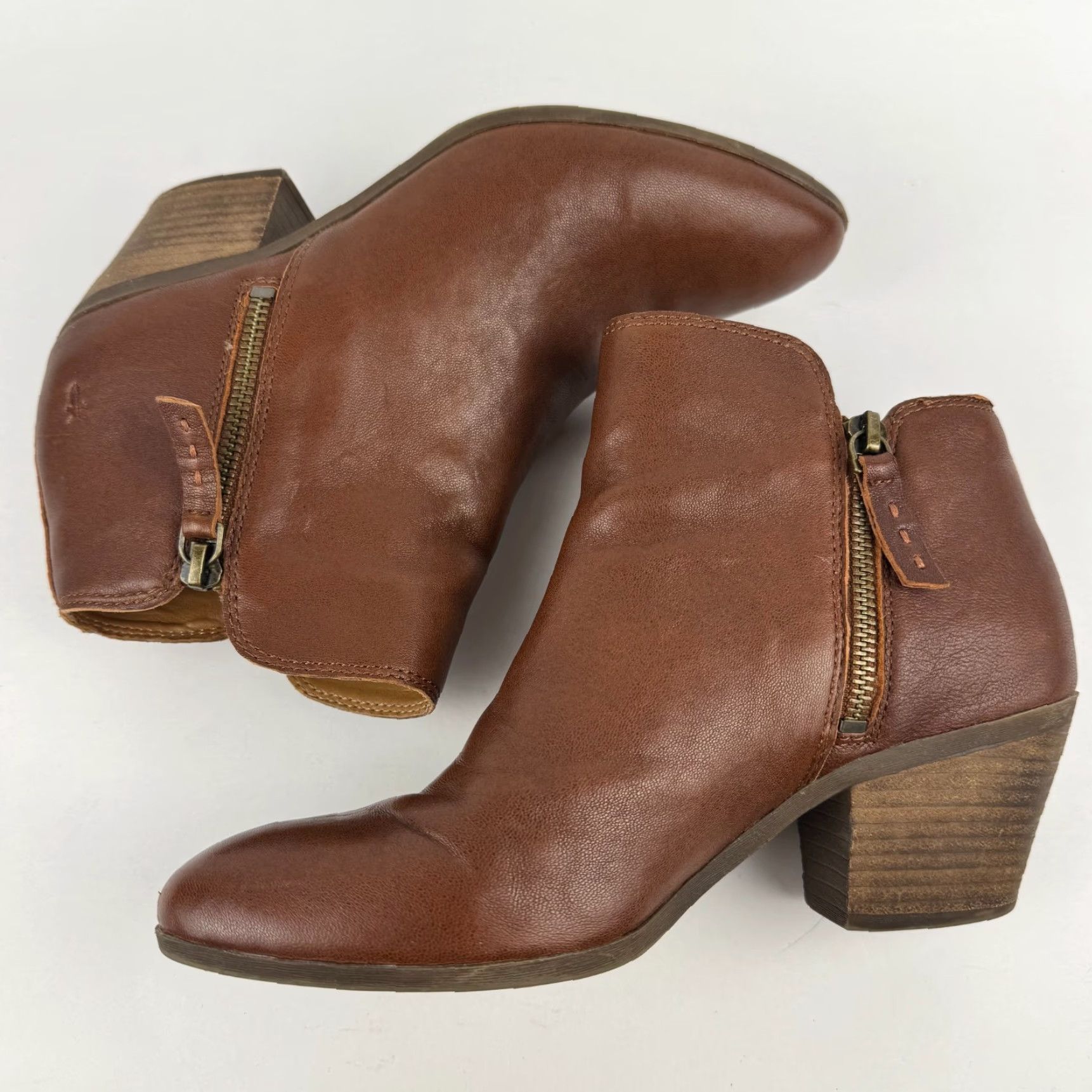 Frye FRYE Judith Double Zip Womens 7.5 Brown Leather Ankle Boots Booties Western Casual Winter Fall Spring Shoes Size US 8 / IT 38 - 3 Thumbnail