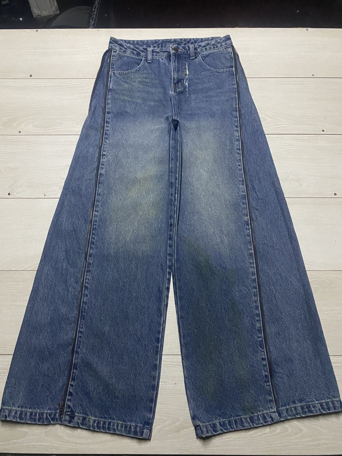 Japanese Brand Hotter Than Hell Wide Leg Zip Panel Jeans Super Statement Size US 30 / EU 46 - 2 Thumbnail