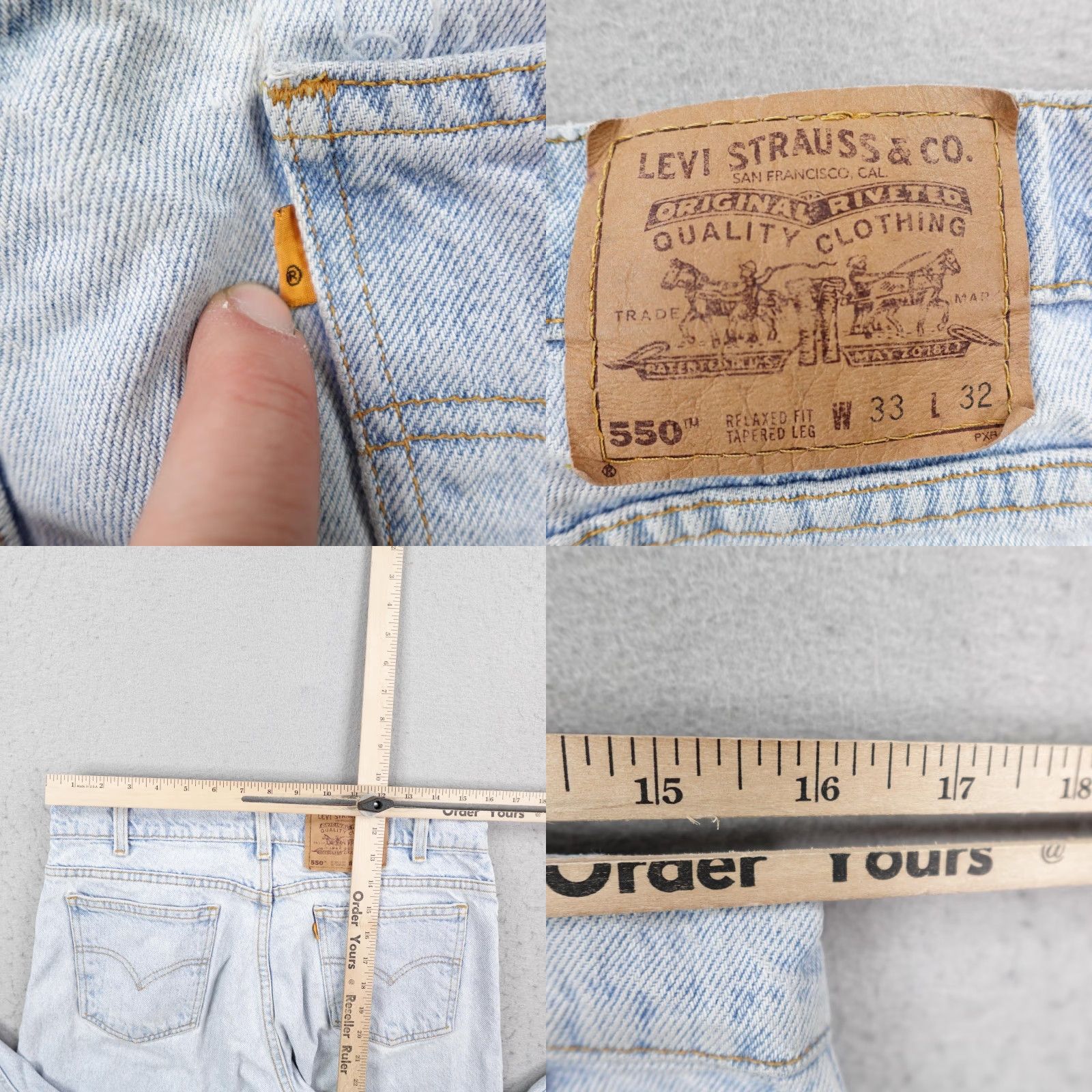 Levi's VINTAGE Levi's Jeans Mens 33x32 Blue Denim 550 Orange Tab Relaxed Fit Tapered 90s Size US 33 - 8 Thumbnail