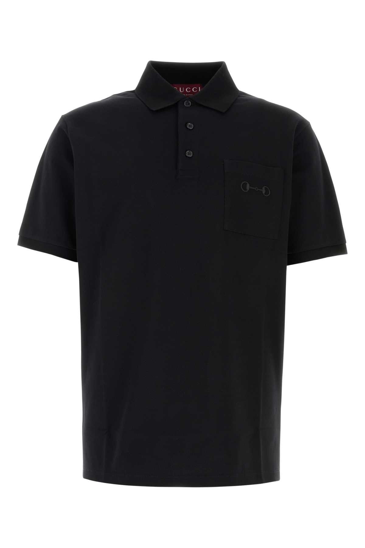 Gucci Black Stretch Piquet Polo Shirt Size US XL / EU 56 / 4 - 1 Thumbnail