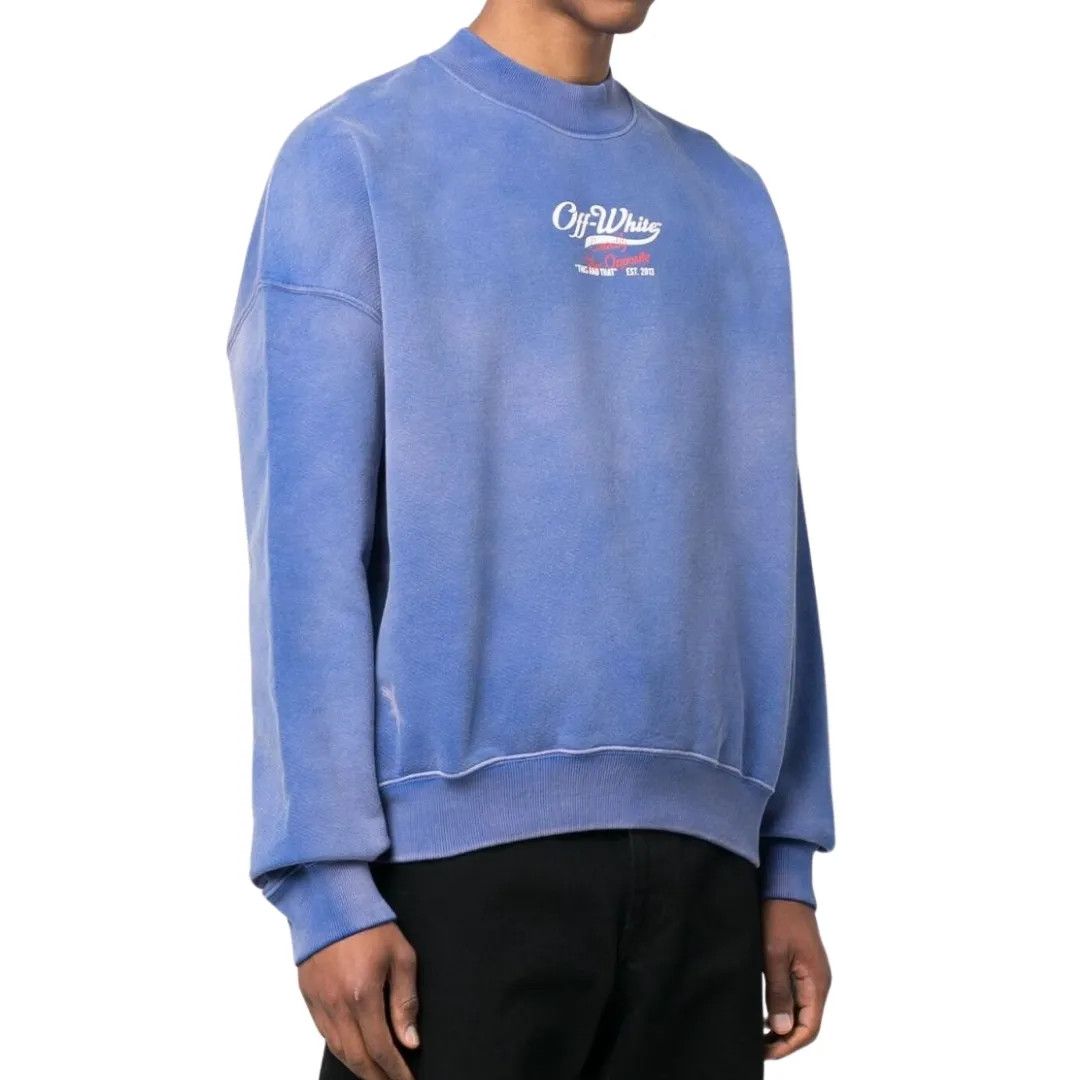 Off-White o1mle1025 Wave Off Boxy Crewneck Sweater in Blue Size US XS / EU 42 / 0 - 3 Thumbnail