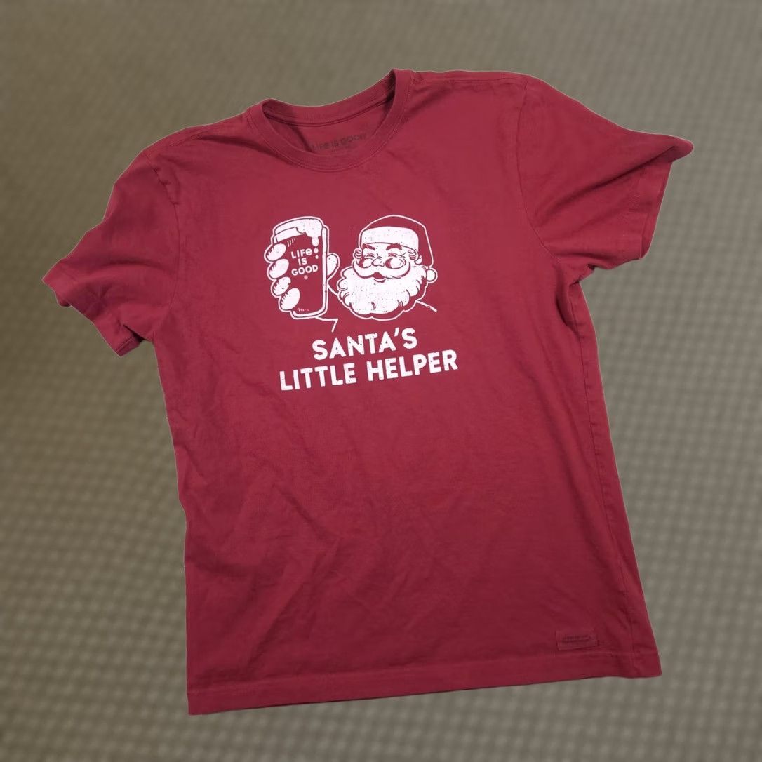 Life is Good Life is Good Shirt Mens Medium Red Santas Little Helper Beer Christmas Tee Shirt Size US M / EU 48-50 / 2 - 1 Thumbnail
