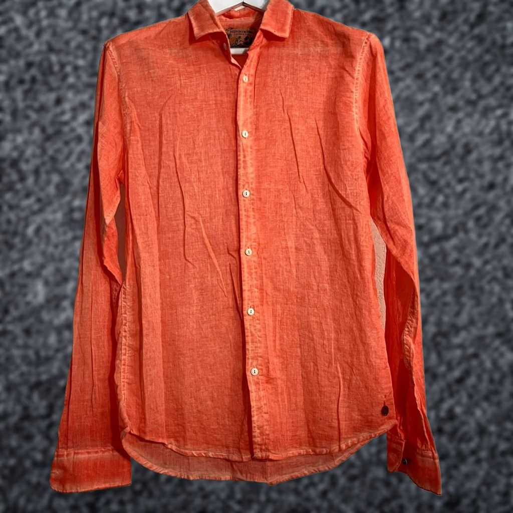 Scotch & Soda Scotch & Soda Men's Long Sleeve Collared Casual Button Up Shirt Orange M Size US M / EU 48-50 / 2 - 1 Thumbnail