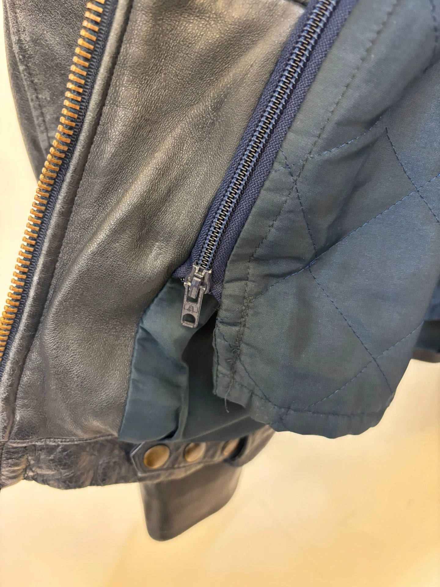 Vintage Vintage 80s French Pilot Calfskin Leather - Midnight Blue Size US XL / EU 56 / 4 - 8 Thumbnail