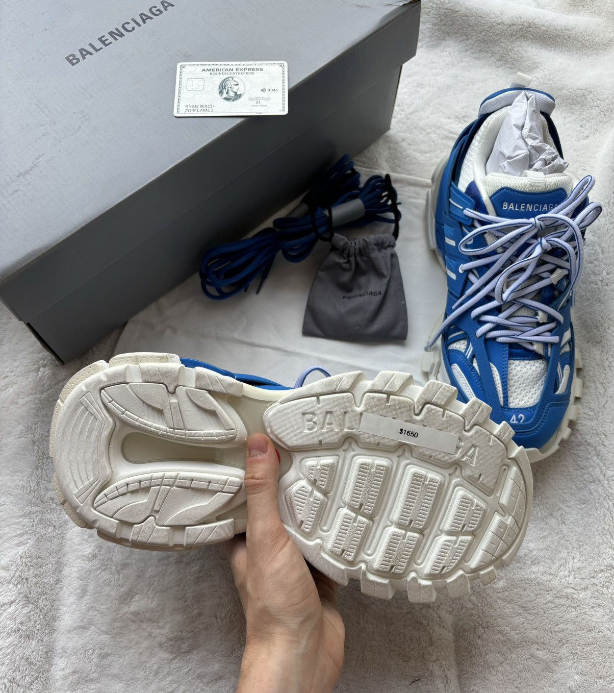 Balenciaga Balenciaga Blue/White LED Tracks Size US 12 / EU 45 - 4 Thumbnail