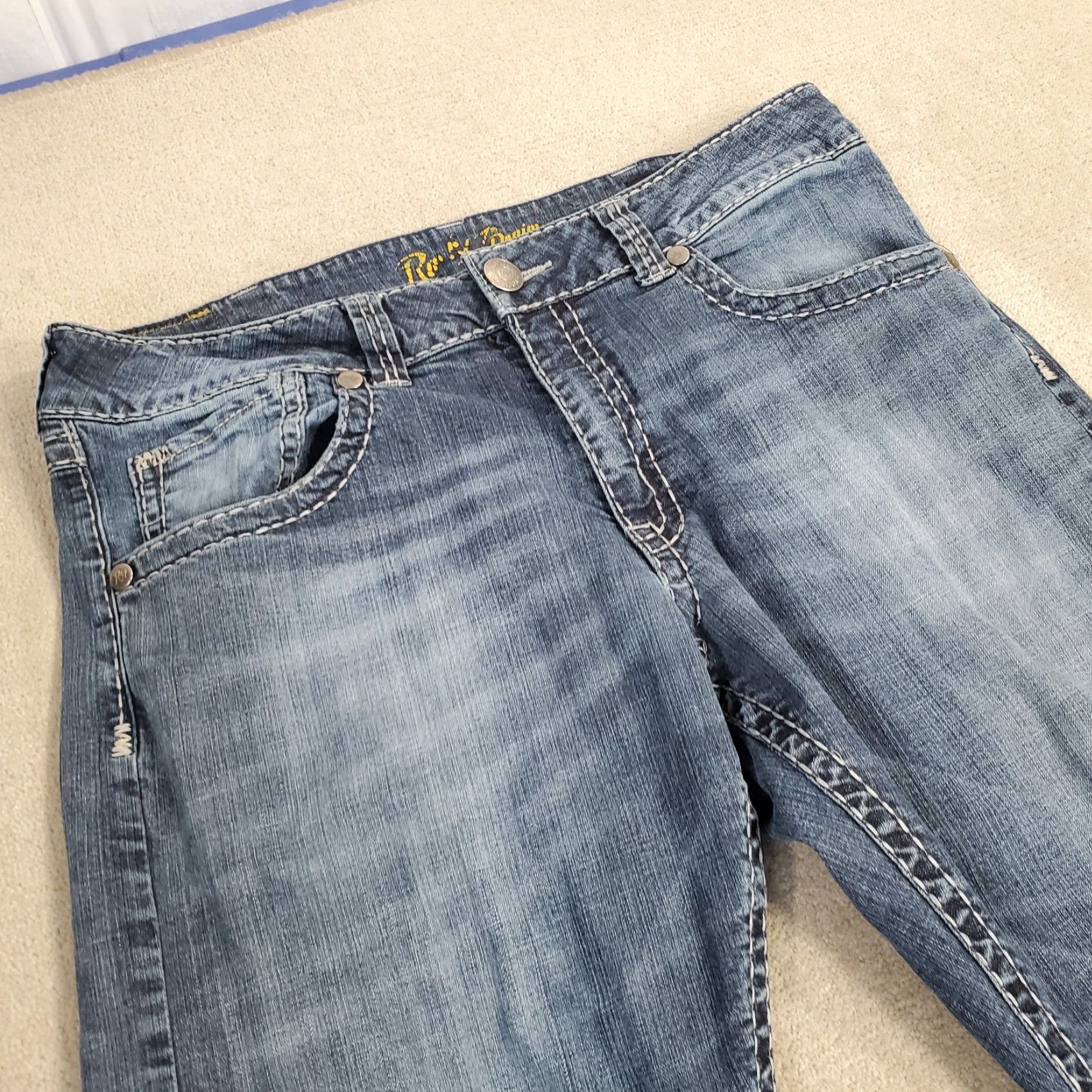 Wrangler Wrangler Jeans Mens 36x30 Blue Slim Straight Leg Medium Wash Rodeo 47 Rock Retro Logo Cowboy Southwest Pockets Mens Size US 36 / EU 52 - 2 Thumbnail