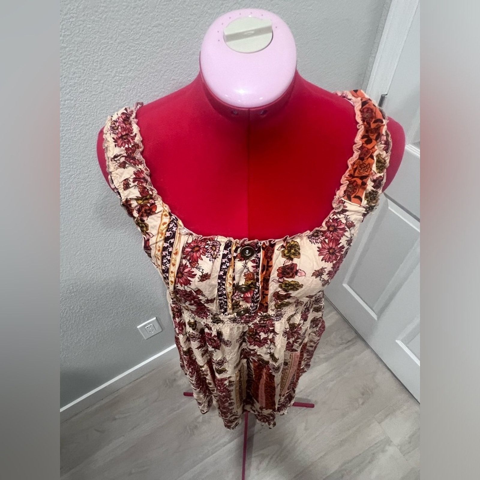 Anthropologie LAPIS Anthropology Floral Orange Cream Summer Sun Boho Size L / US 10 / IT 46 - 15 Thumbnail