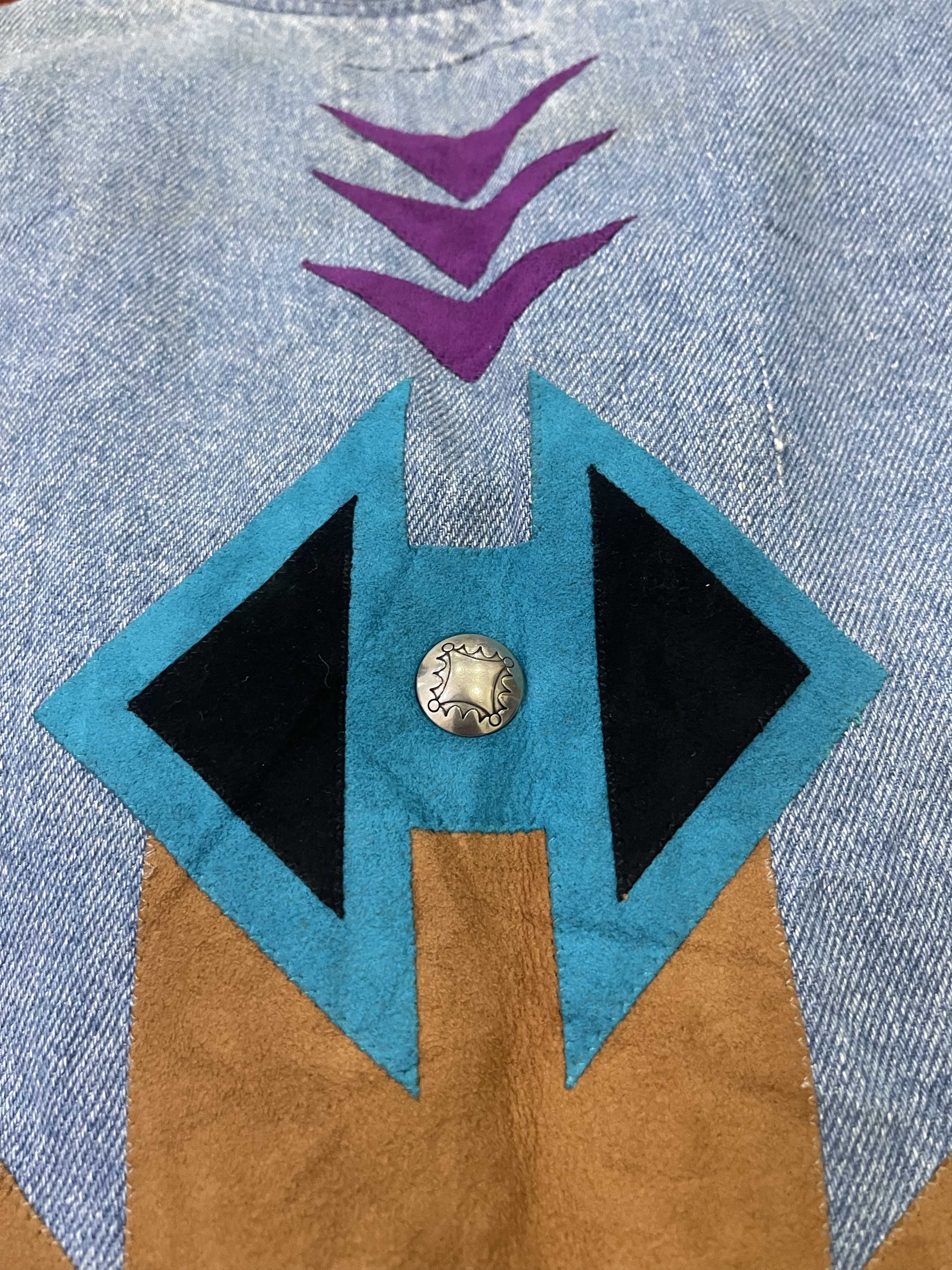 Native × Vintage Vintage 90s Native Navajo Denim Jacket Size US L / EU 52-54 / 3 - 12 Thumbnail