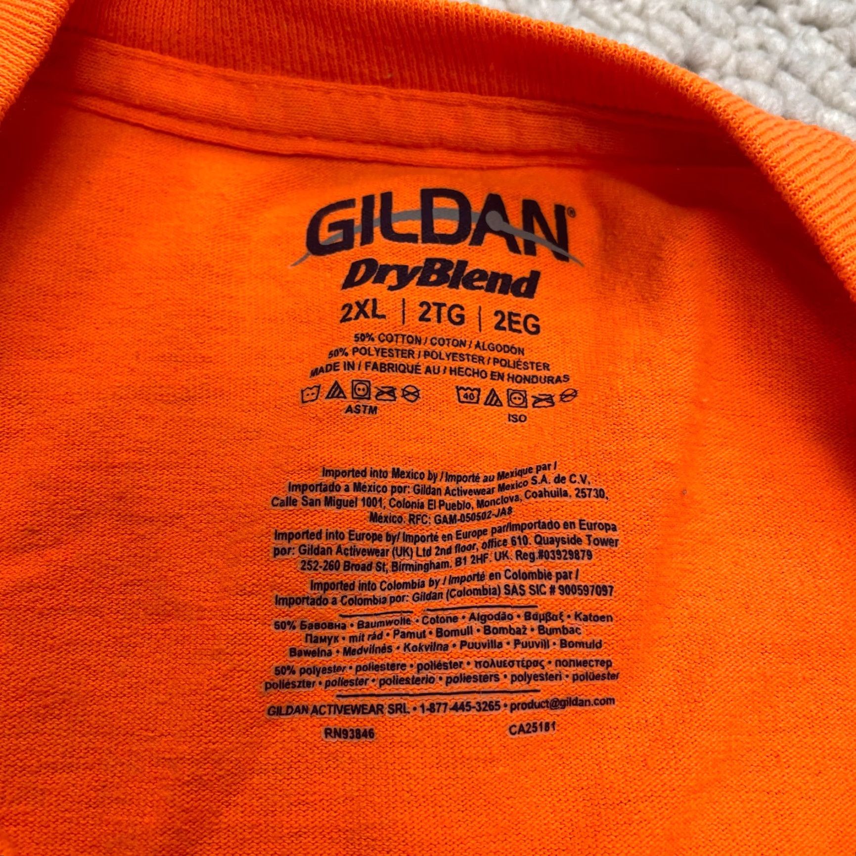 Gildan Gildan Dry Blend Shirt Mens 2XL Orange Short Sleeve Pocket Tee Adult Solid Size US XXL / EU 58 / 5 - 6 Thumbnail