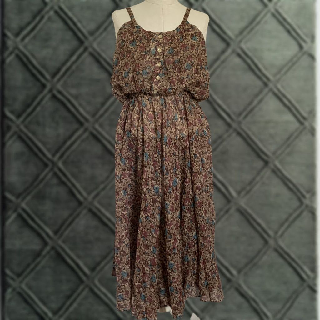 Vintage VINTAGE Pixie Sportswear of CA Inc Tank Maxi Dress Sz 9 Floral Brown Size M / US 6-8 / IT 42-44 - 1 Thumbnail
