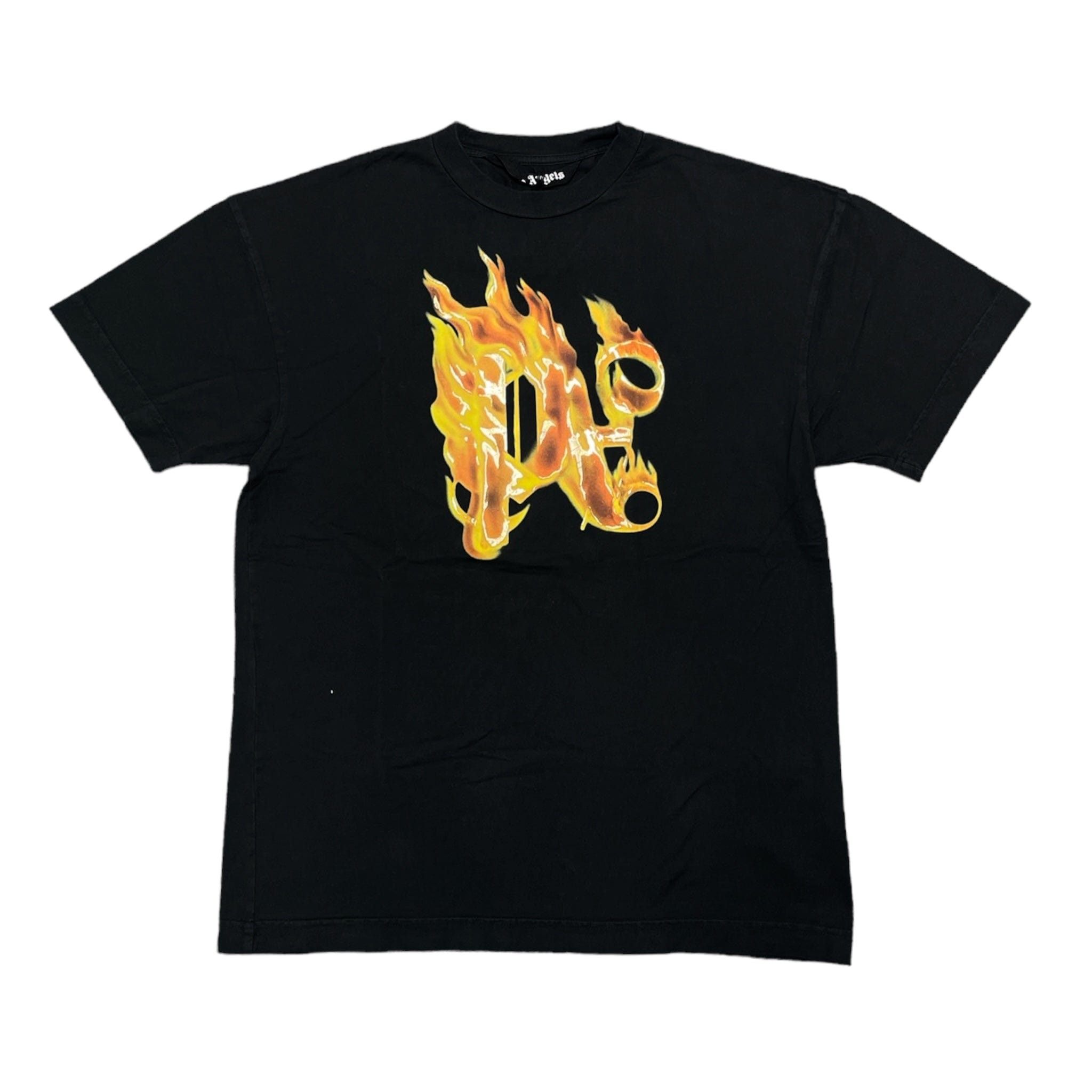 Burning Monogram Short Sleeve Tee Shirt Black