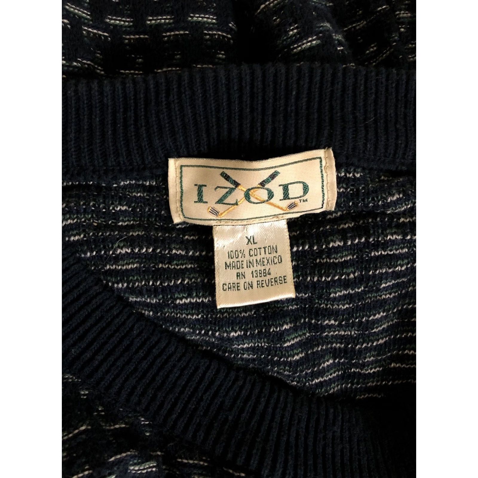 Izod VINTAGE IZOD Crewneck Sweater XL Blue Cotton Knit Long Sleeve Preppy Size US XL / EU 56 / 4 - 4 Thumbnail