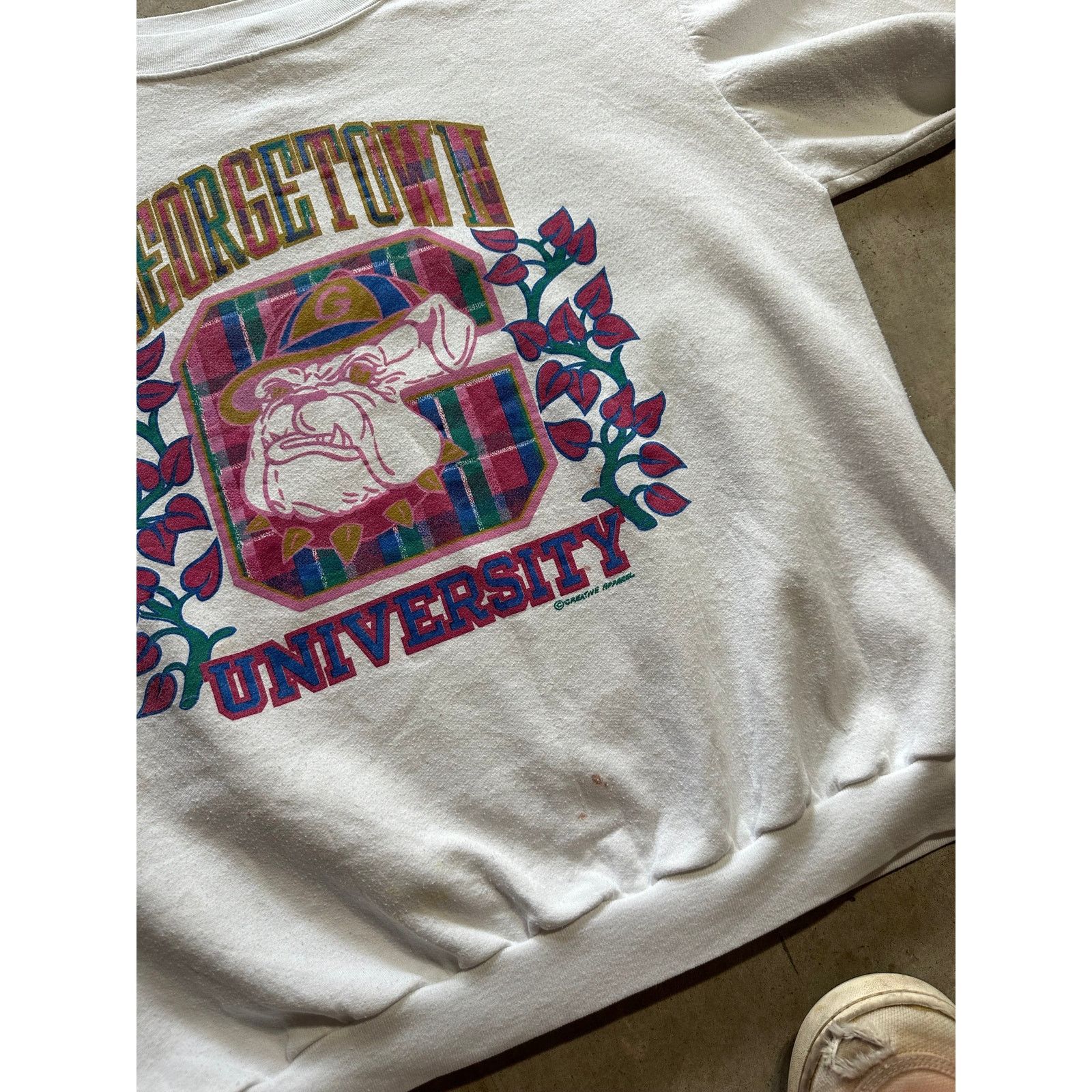 Vintage Vintage Georgetown Hoyas 80s Floral Roses Sweatshirt Medium Size US M / EU 48-50 / 2 - 5 Thumbnail