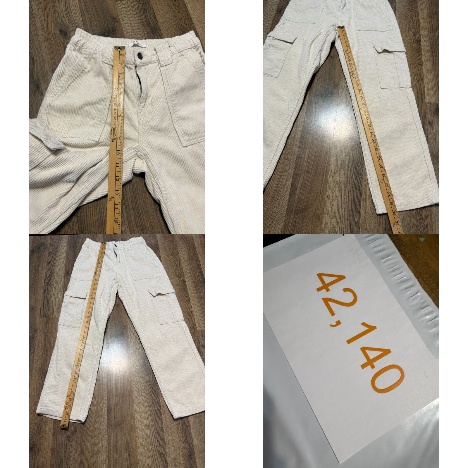 Pacsun Pacsun Pants Women's Size Small White Corduroy Straight Cargo Pants Regular Cotton Pockets Pattern Solid Size 28" / US 6 / IT 42 - 8 Thumbnail