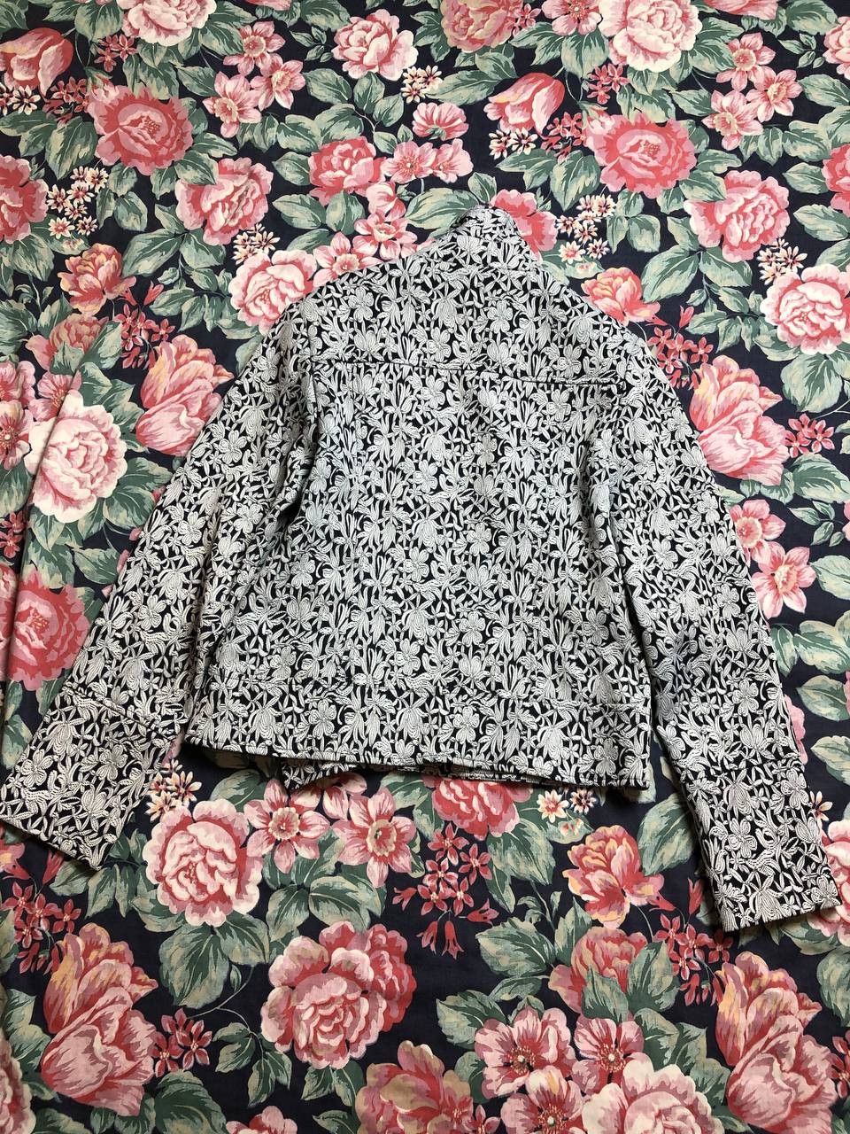 Vintage HELENE BERMAN Blazer Jacket Collarless Floral PRINT Size XL / US 12-14 / IT 48-50 - 16 Thumbnail