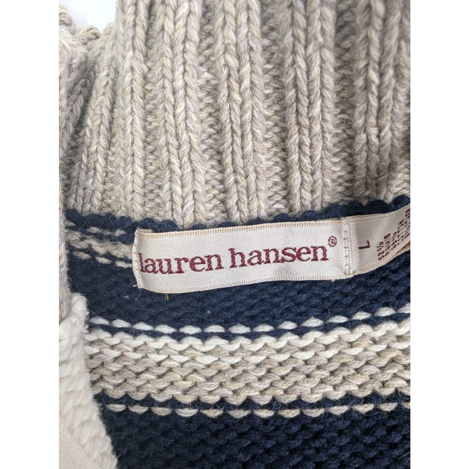 Vintage VINTAGE Lauren Hansen Women's Large Quarter Zip Knitted Christmas Sweater Ramie Size L / US 10 / IT 46 - 7 Thumbnail