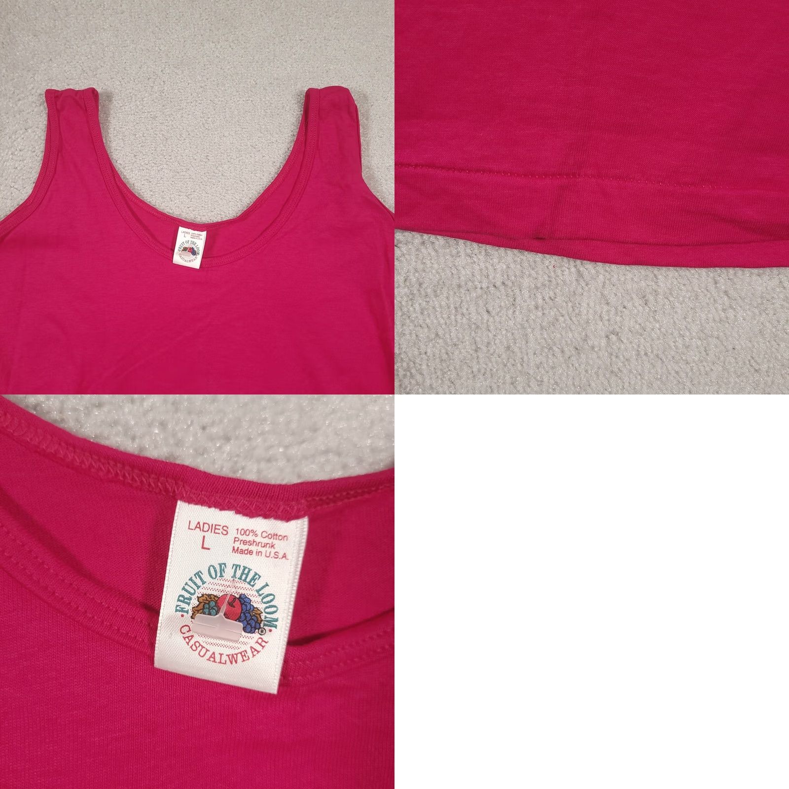 Fruit Of The Loom VINTAGE Fruit of the Loom Tank Top Womens Large 100% Cotton USA Pink Fuchsia 90s Tank Top Womens Large 100% Cotton USA 80s Theme Size L / US 10 / IT 46 - 8 Thumbnail