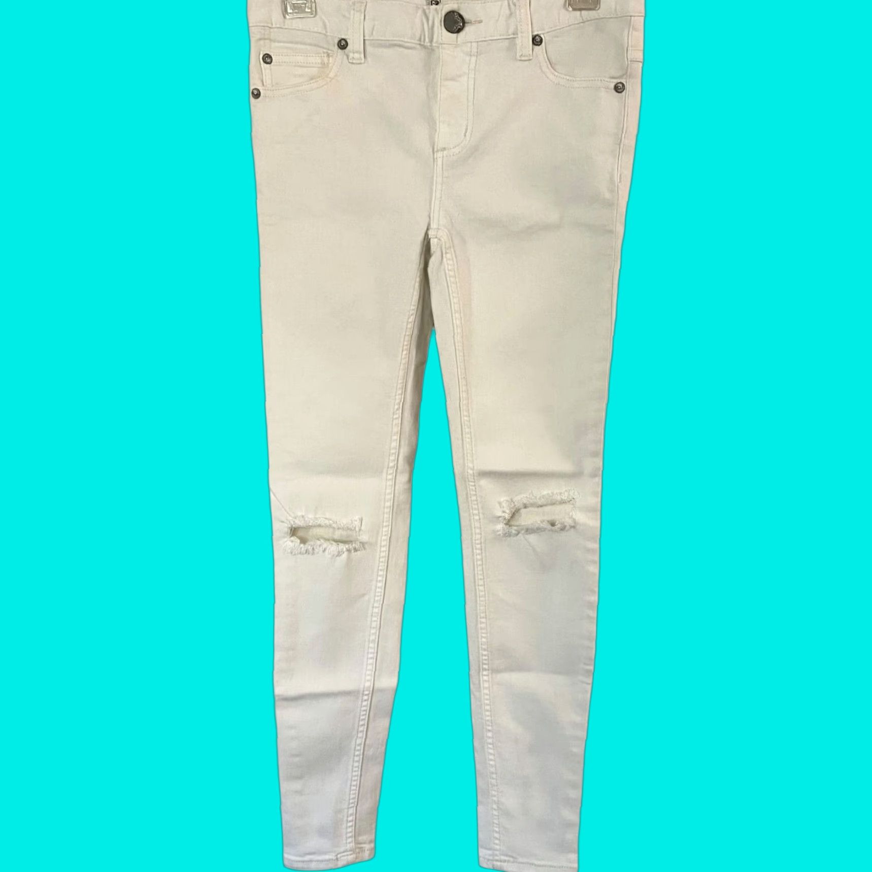Free People Free People Jeans Womens Mid-Rise Skinny Ankle White Denim Stretch Distressed 26 Size 26" / US 2 / IT 38 - 1 Thumbnail