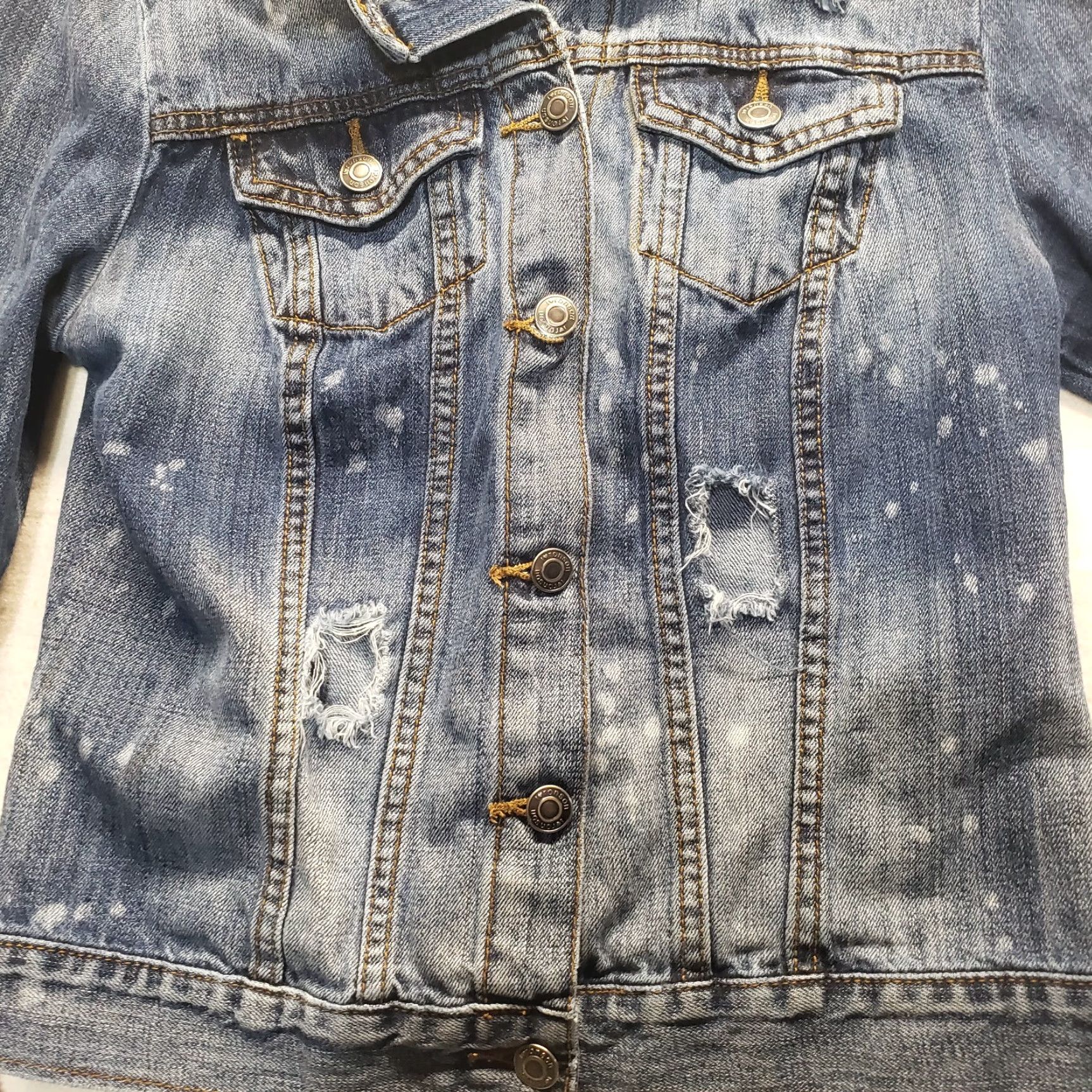 Denime I Love Ronson Denim Blue Jean Jacket Distressed Long Sleeve 100% Cotton Women XS Size XS / US 0-2 / IT 36-38 - 2 Thumbnail