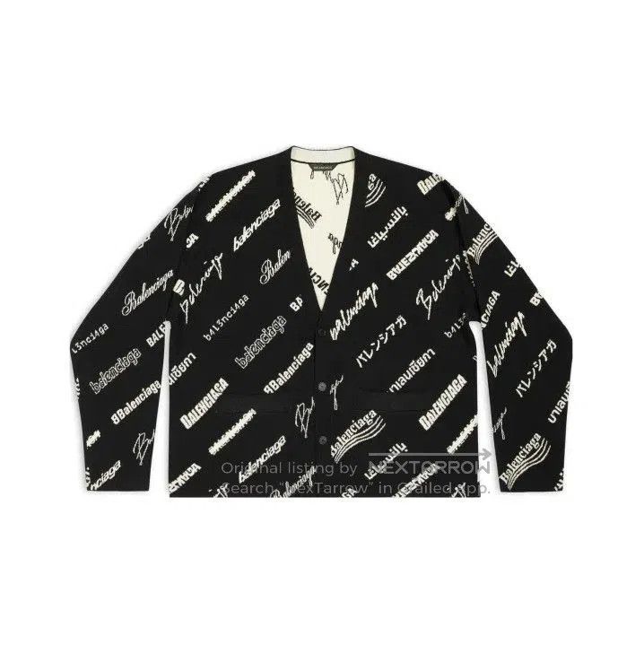 Balenciaga Balenciaga SS23 Logo Pattern V-Neck Cardigan. Size US L / EU 52-54 / 3 - 1 Thumbnail