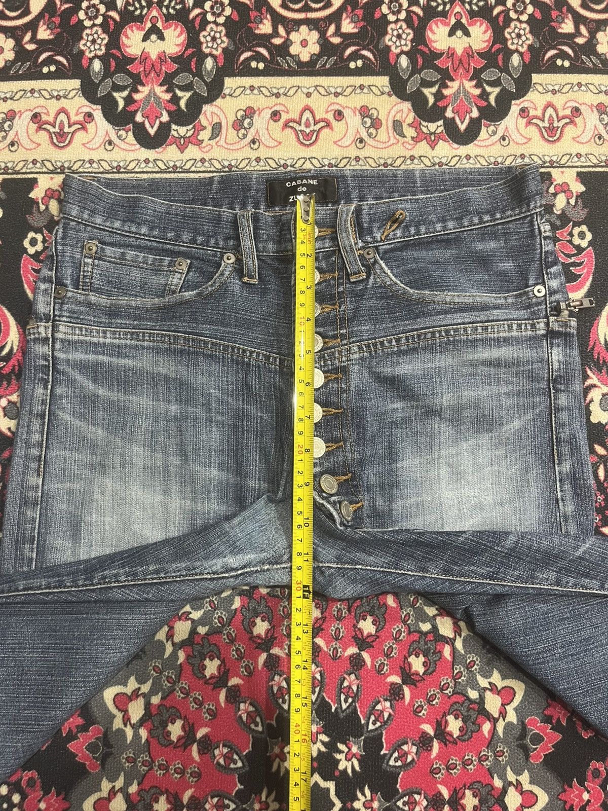 CABANE de ZUCCa Cabbane de Zucca Asymmetrical 11 Button Blue Washed Jeans Size US 30 / EU 46 - 13 Thumbnail