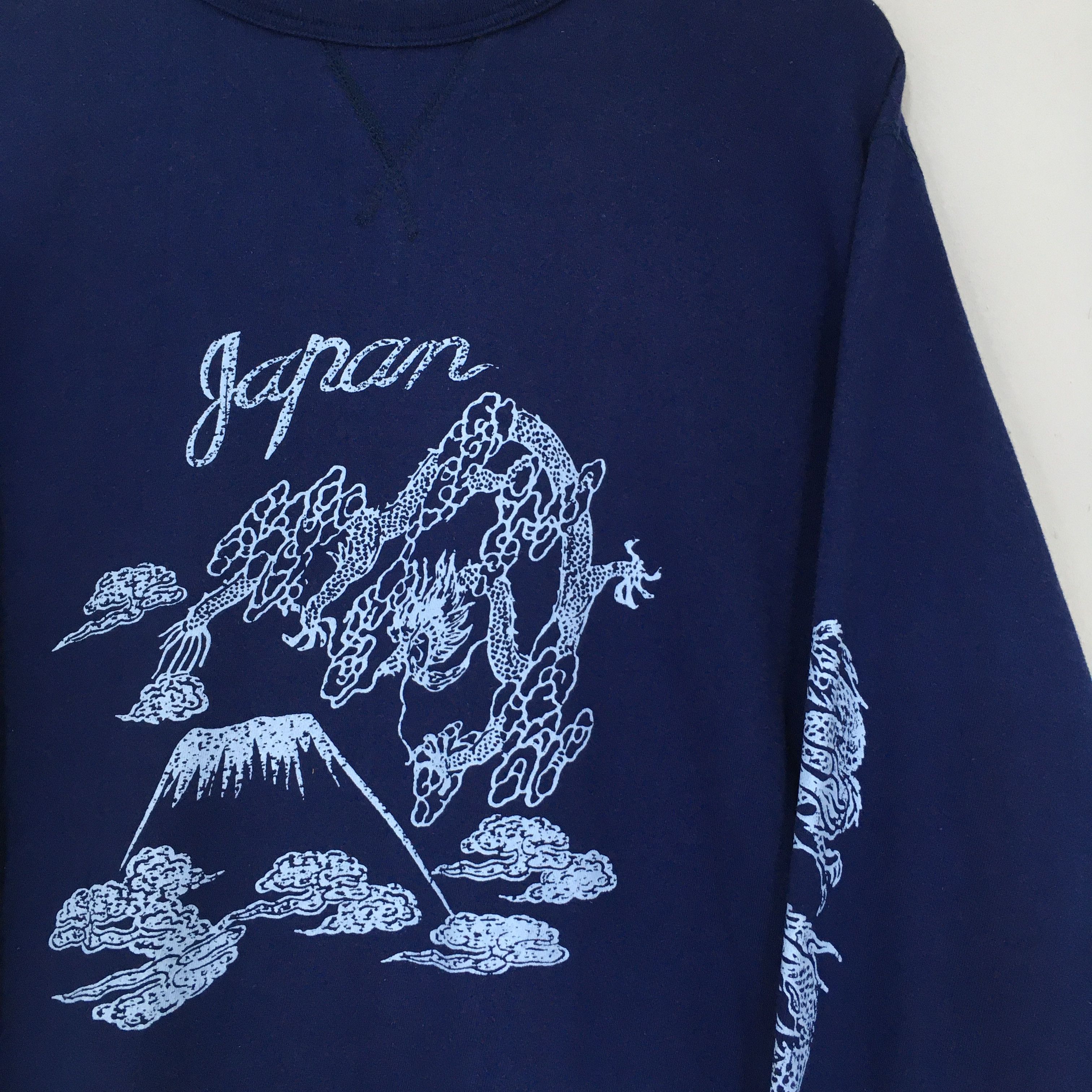 Japanese Brand × Vintage Vintage 90s Sukajan Dragon Japan Blue Sweatshirt Medium Size US M / EU 48-50 / 2 - 2 Thumbnail