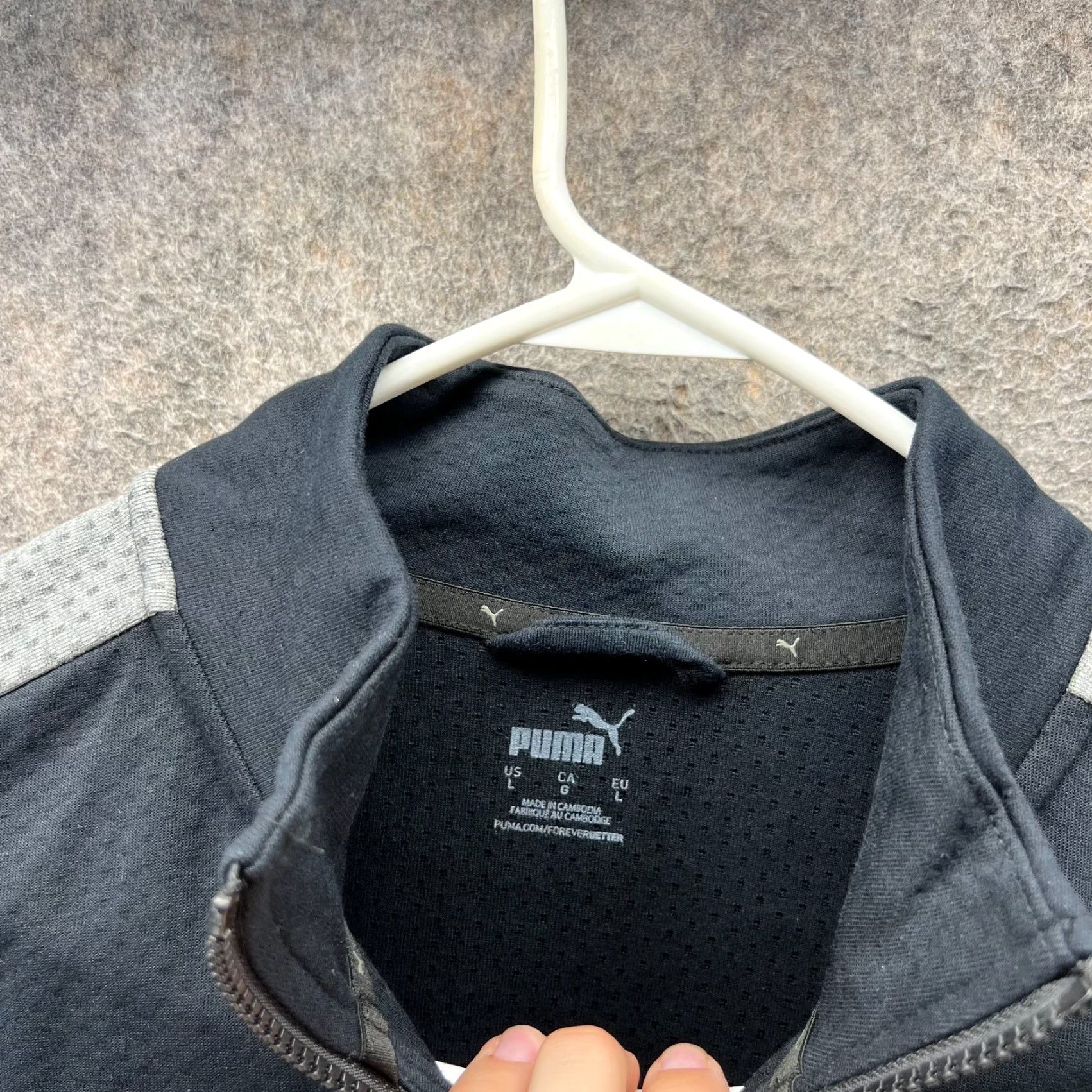 Puma VINTAGE Puma Track Jacket Mens Large Black Gray Full Zip Logo Athletic Cotton Size US L / EU 52-54 / 3 - 3 Thumbnail