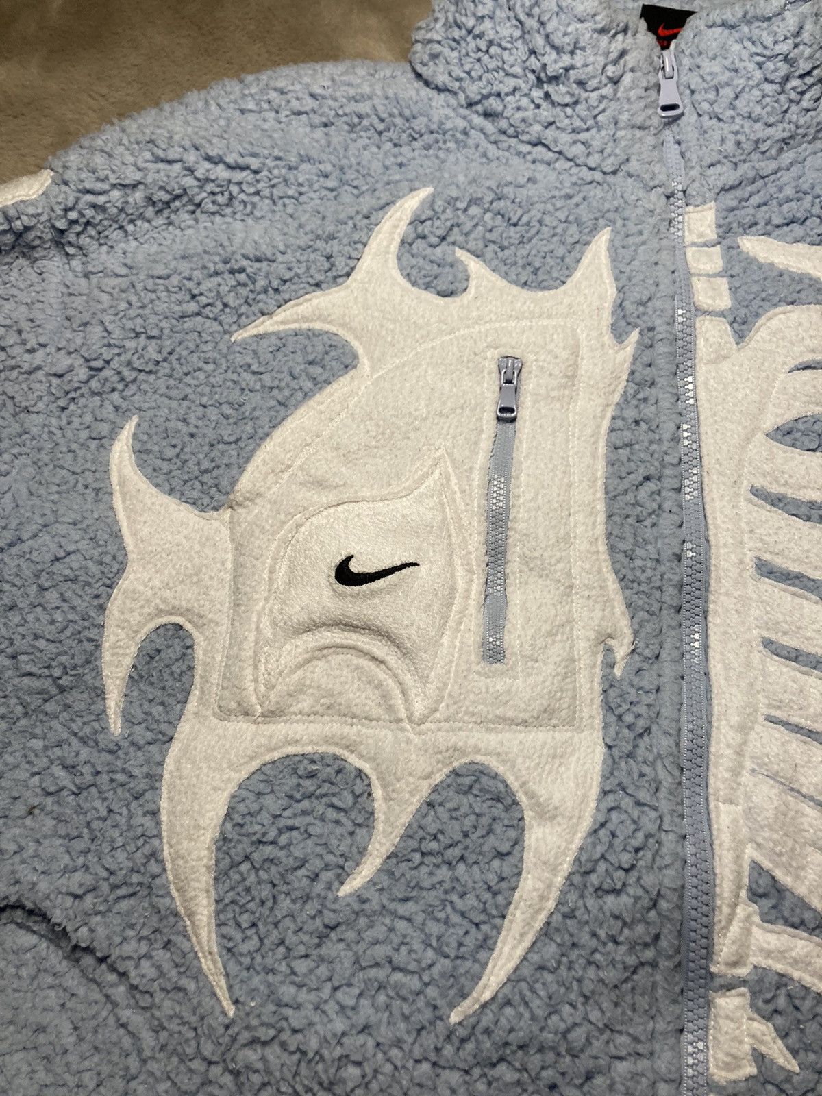Nike × Vintage ⛩️Nike fleece jacket custom sherpa skeleton vintage y2k 1of1⛩️ Size US L / EU 52-54 / 3 - 5 Thumbnail
