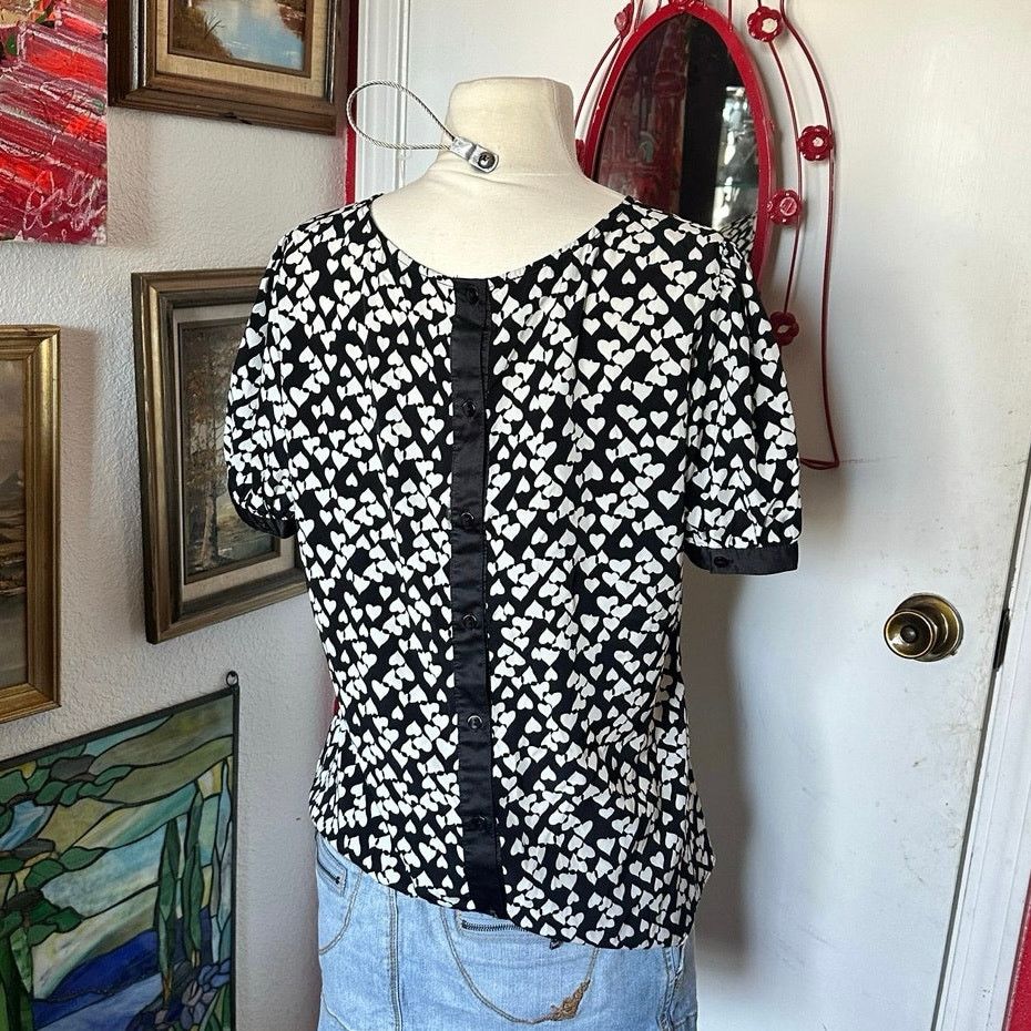 Other bcx heart print black and white blouse Size M / US 6-8 / IT 42-44 - 3 Thumbnail