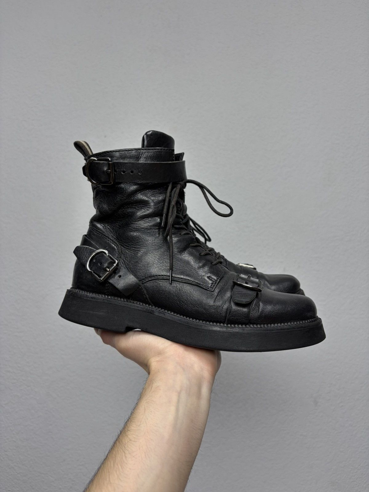 If Six Was Nine Vintage 00s Guidi CCP Style Distressed Leather Biker Boots Size US 7 / EU 40 - 2 Thumbnail