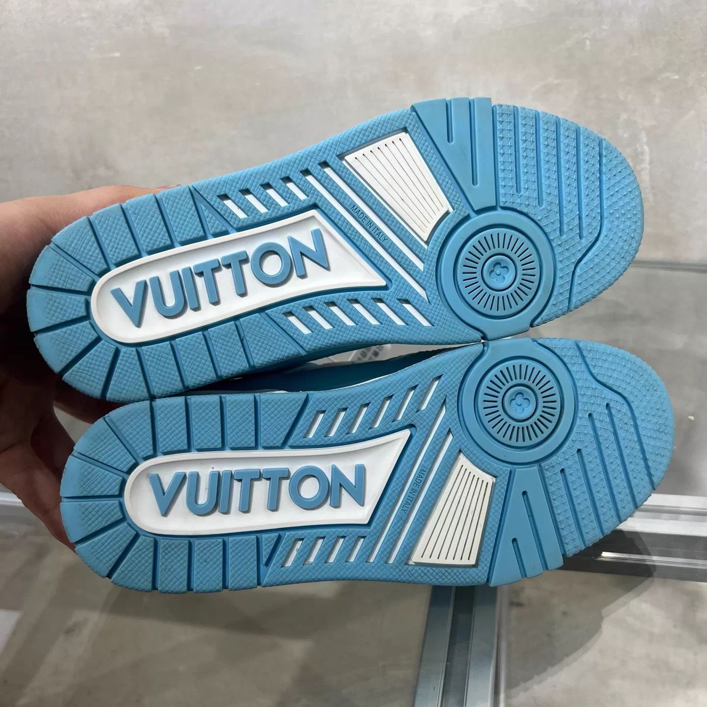 Louis Vuitton LV Trainer women's white and blue UK3 Size US 6.5 / IT 36.5 - 7 Thumbnail