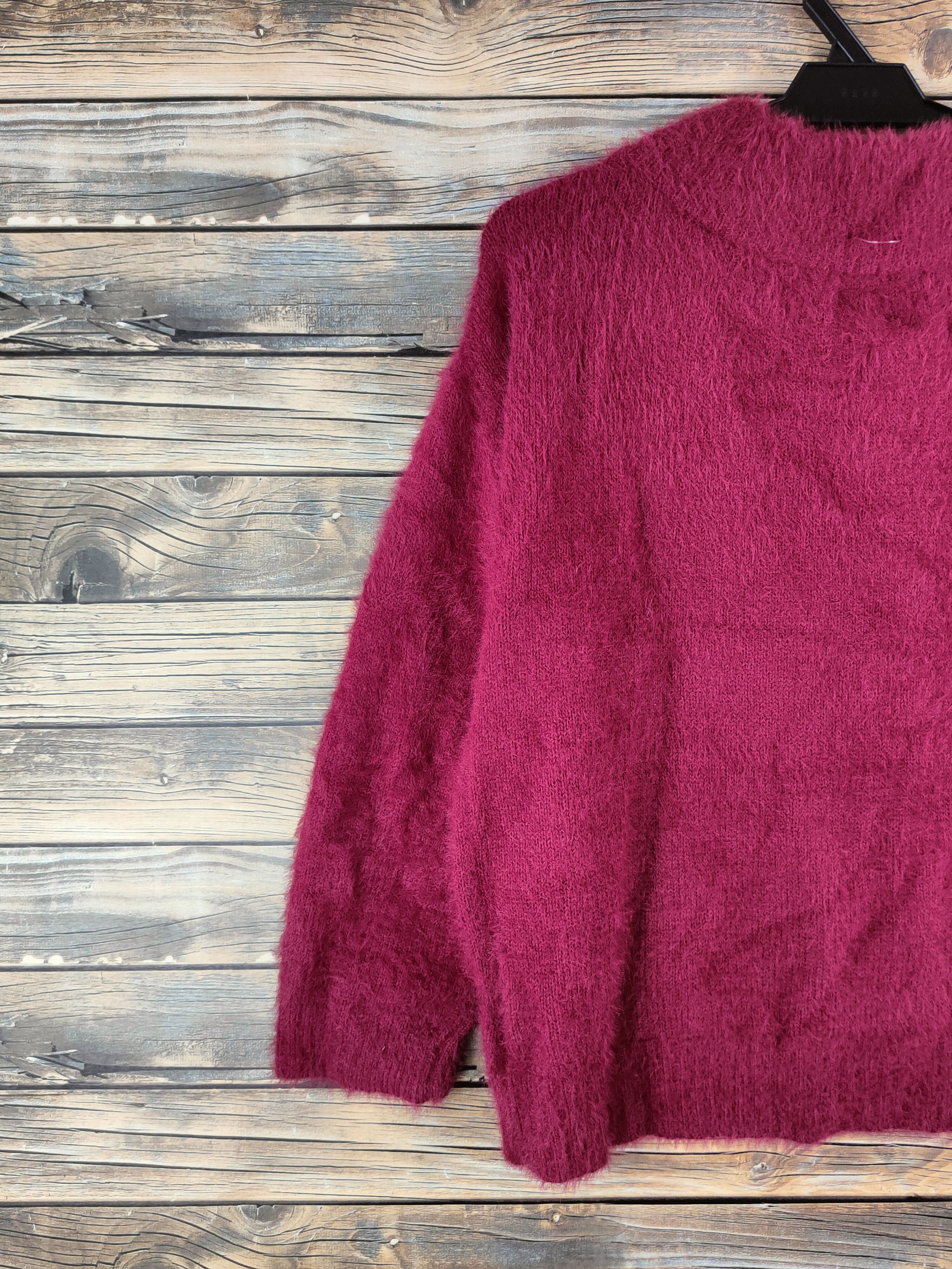 Japanese Brand DL Nano Maroon Fur Mohair shaggy Knitwear #46-536 Size S / US 4 / IT 40 - 8 Thumbnail