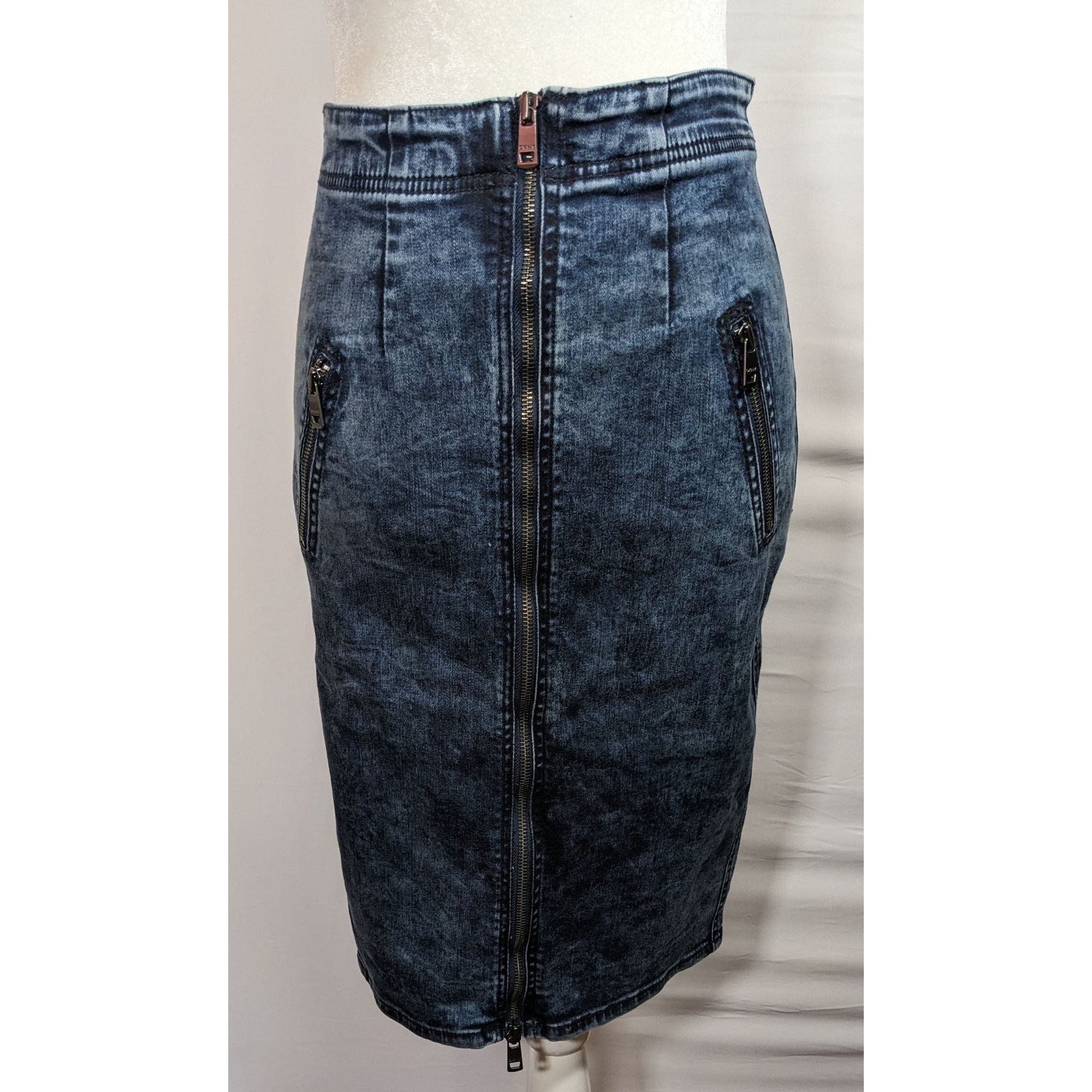 DKNY DKNY Blue Denim Full Zip Knee Length Pencil Skirt With Real Size 27" / US 4 / IT 40 - 7 Thumbnail