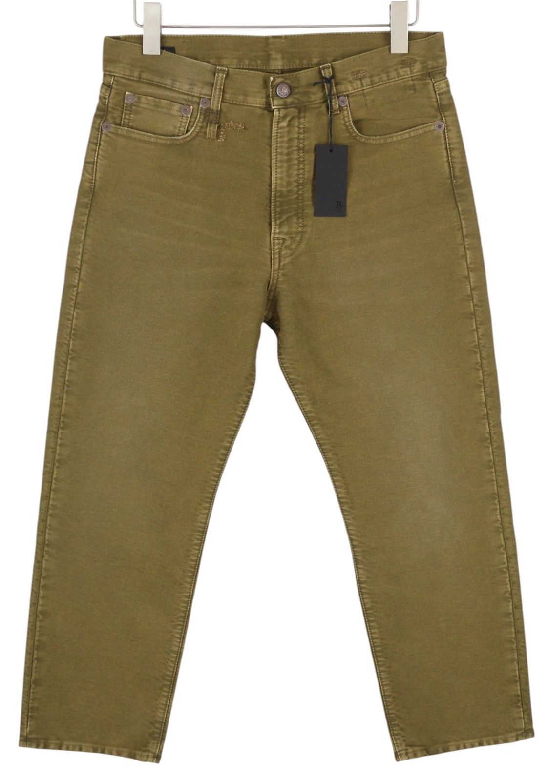 R13 BOYFRIEND 28 Olive Garment Dyed Moleskin Faded FW25 86535 Size 28" / US 6 / IT 42 - 1 Thumbnail