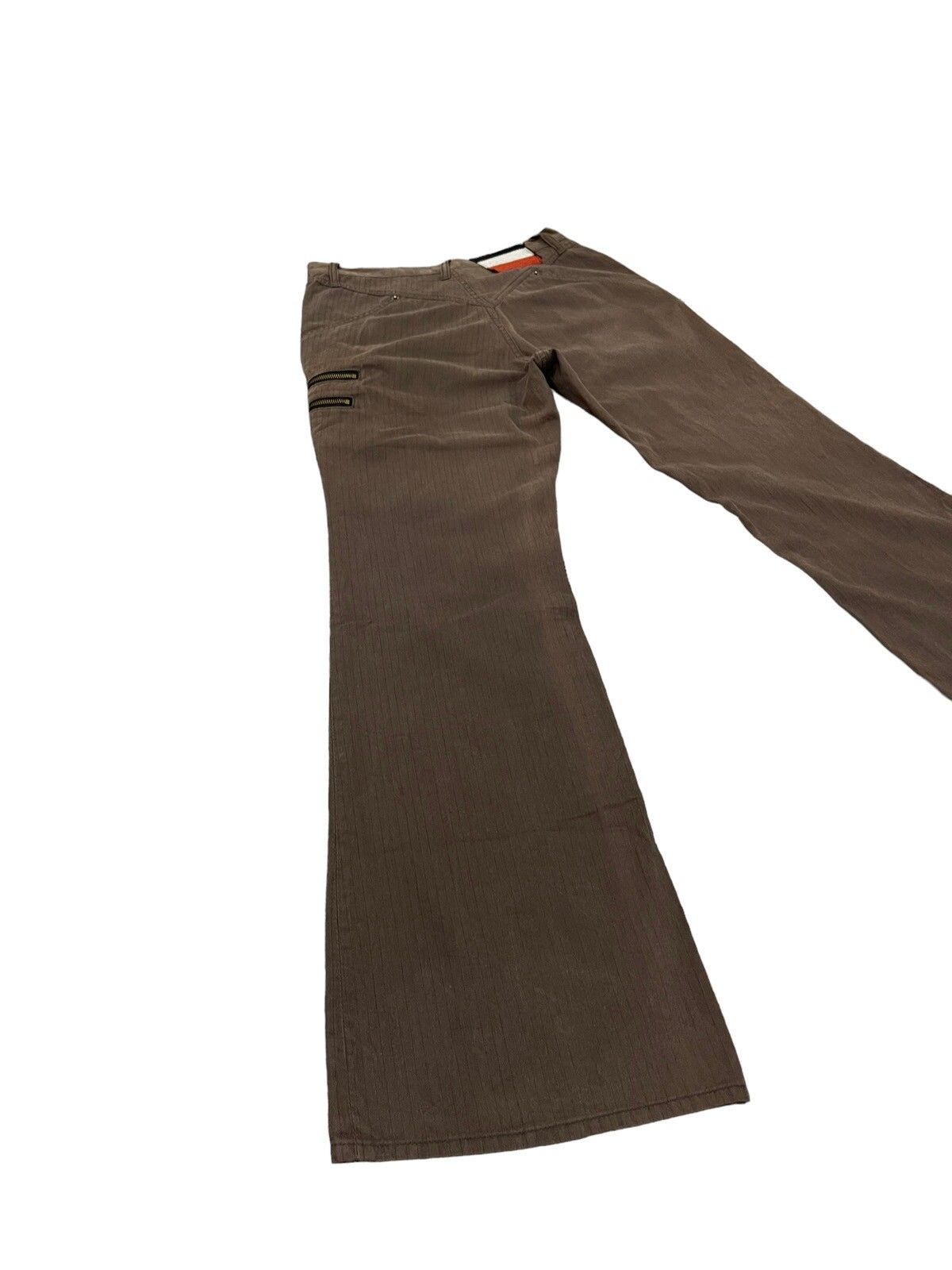 Pre-owned Ppfm Flare Jeans  Pinstriped Herringbones Boot Cut 3 In Brown